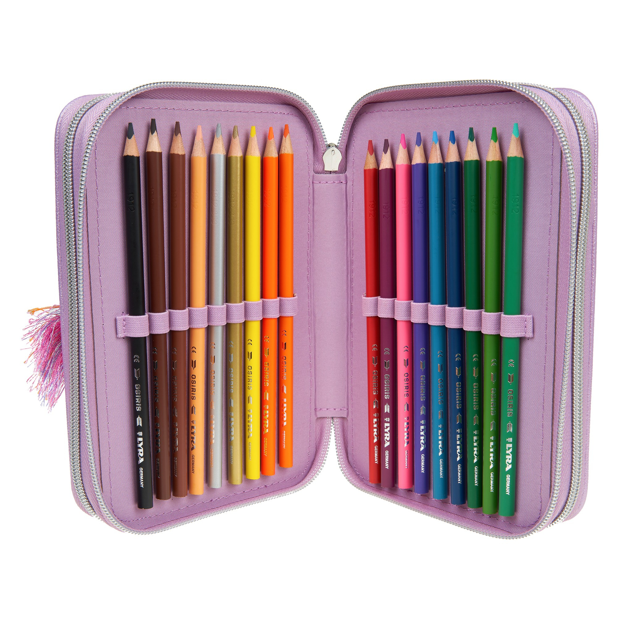 Пенал розовый разворот с карандашами цветными