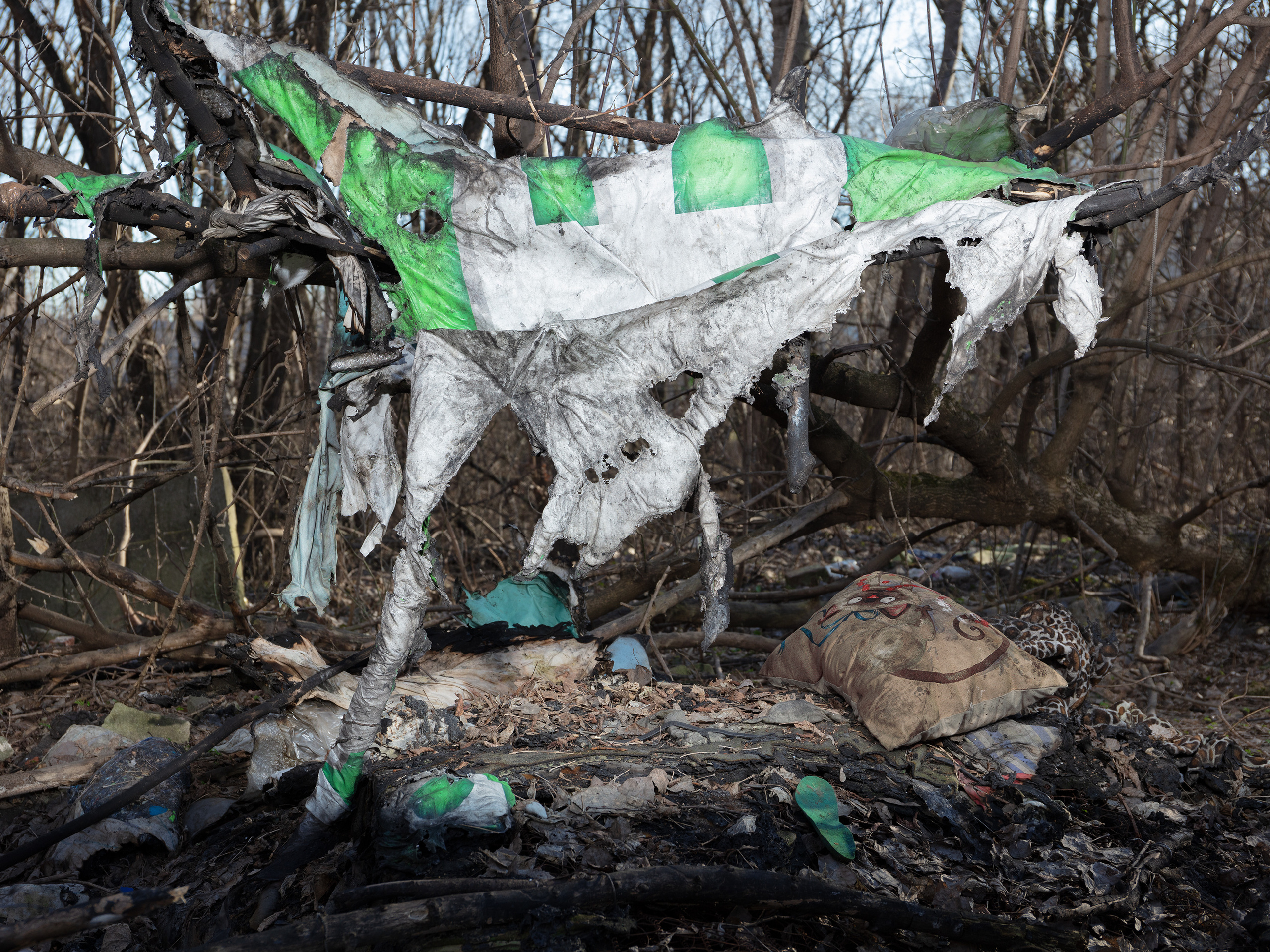 Remains of the handmade summertime tramp camp