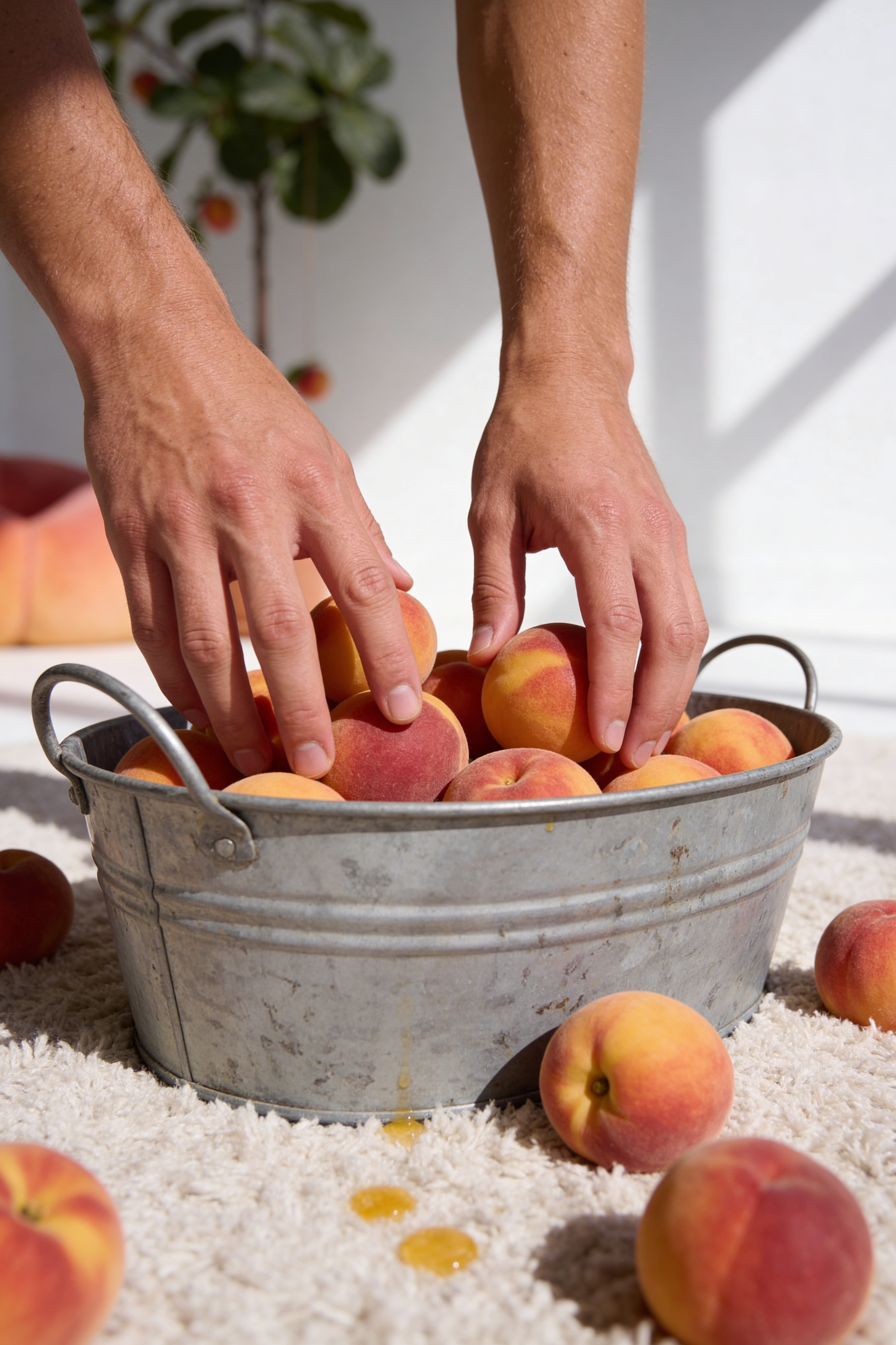 Мальчик с персиками — Jacquemus AI-кампания | jl.art.ai.lab. Анна Карчмит — AI-художник. Эдиториал, нейрофотосессия и контент для fashion и beauty брендов