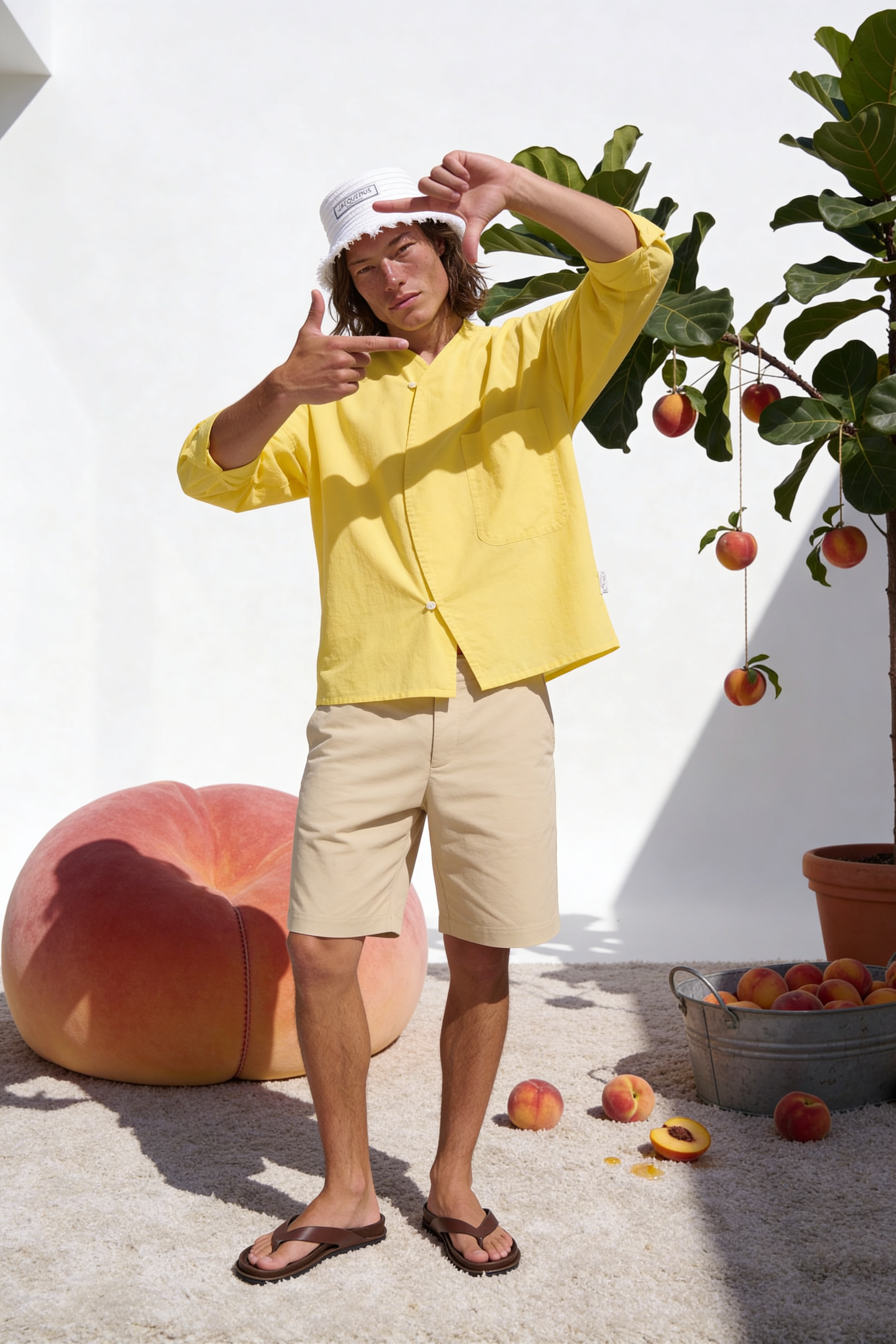 Мальчик с персиками — Jacquemus AI-кампания | jl.art.ai.lab. Анна Карчмит — AI-художник. Эдиториал, нейрофотосессия и контент для fashion и beauty брендов