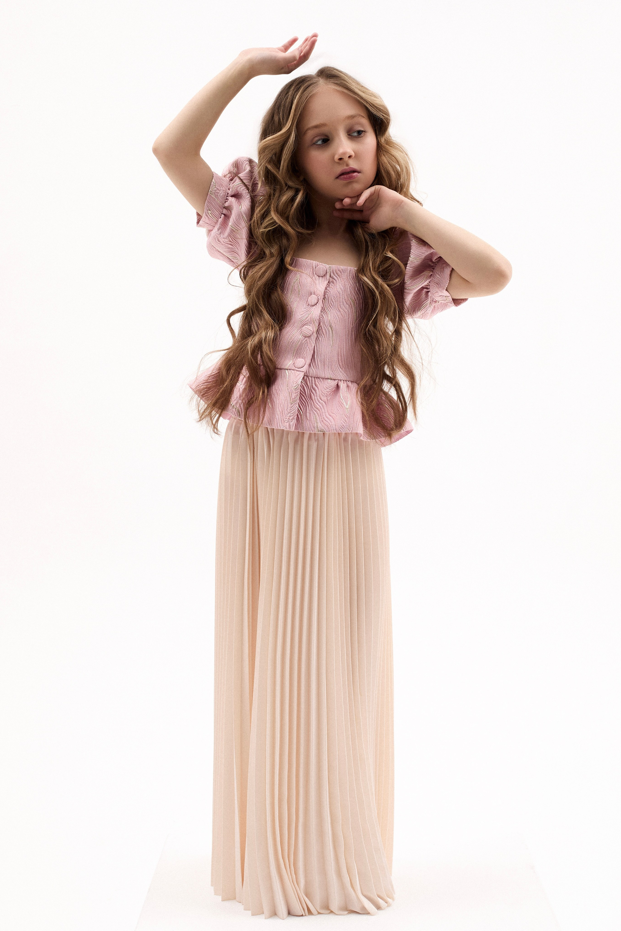 Юбка в пол ‘Gaufré’ Beige в бежевом оттенке. Одежда для детей