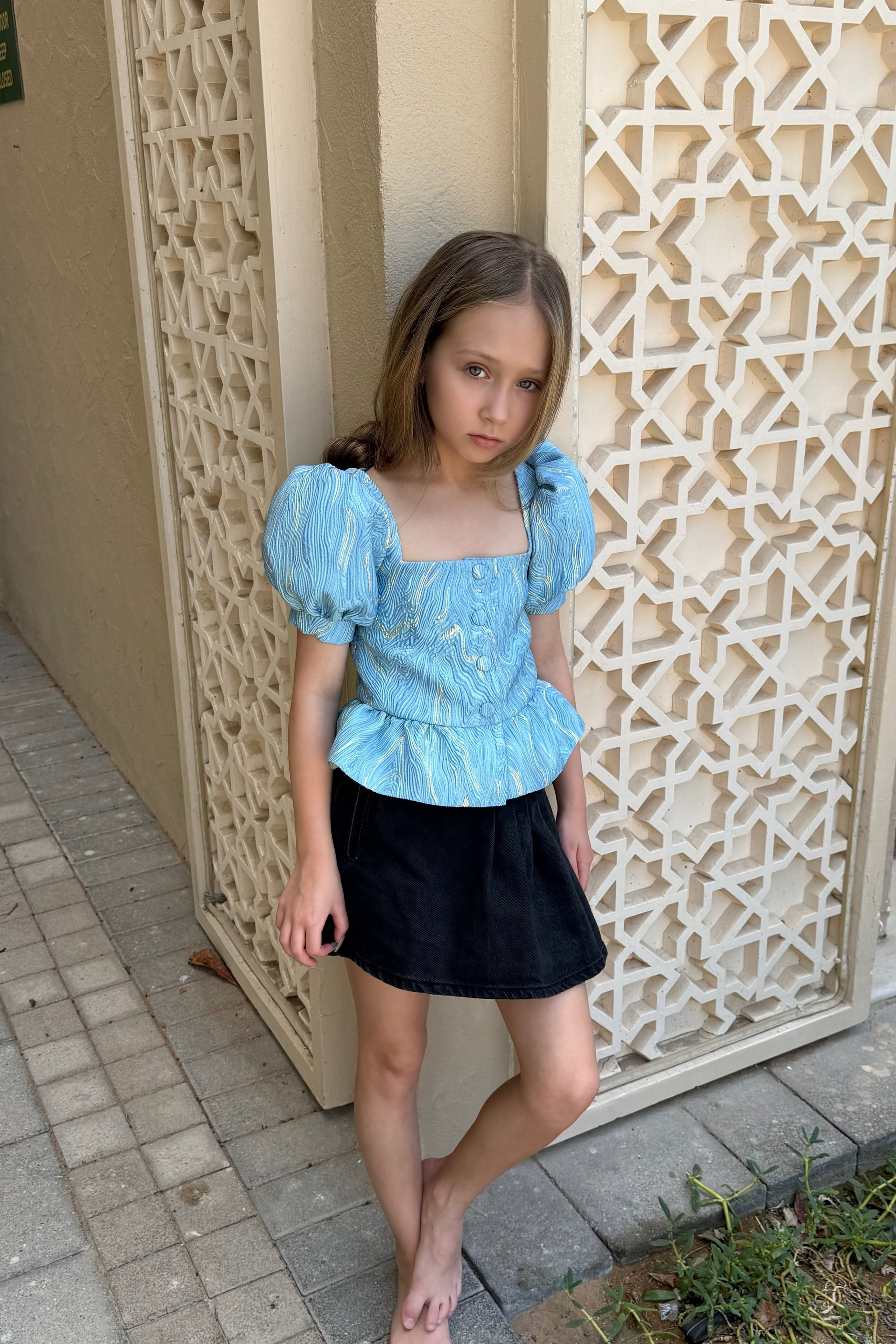 Блуза «Haute Couture» в голубом оттенке. Одежда для детей