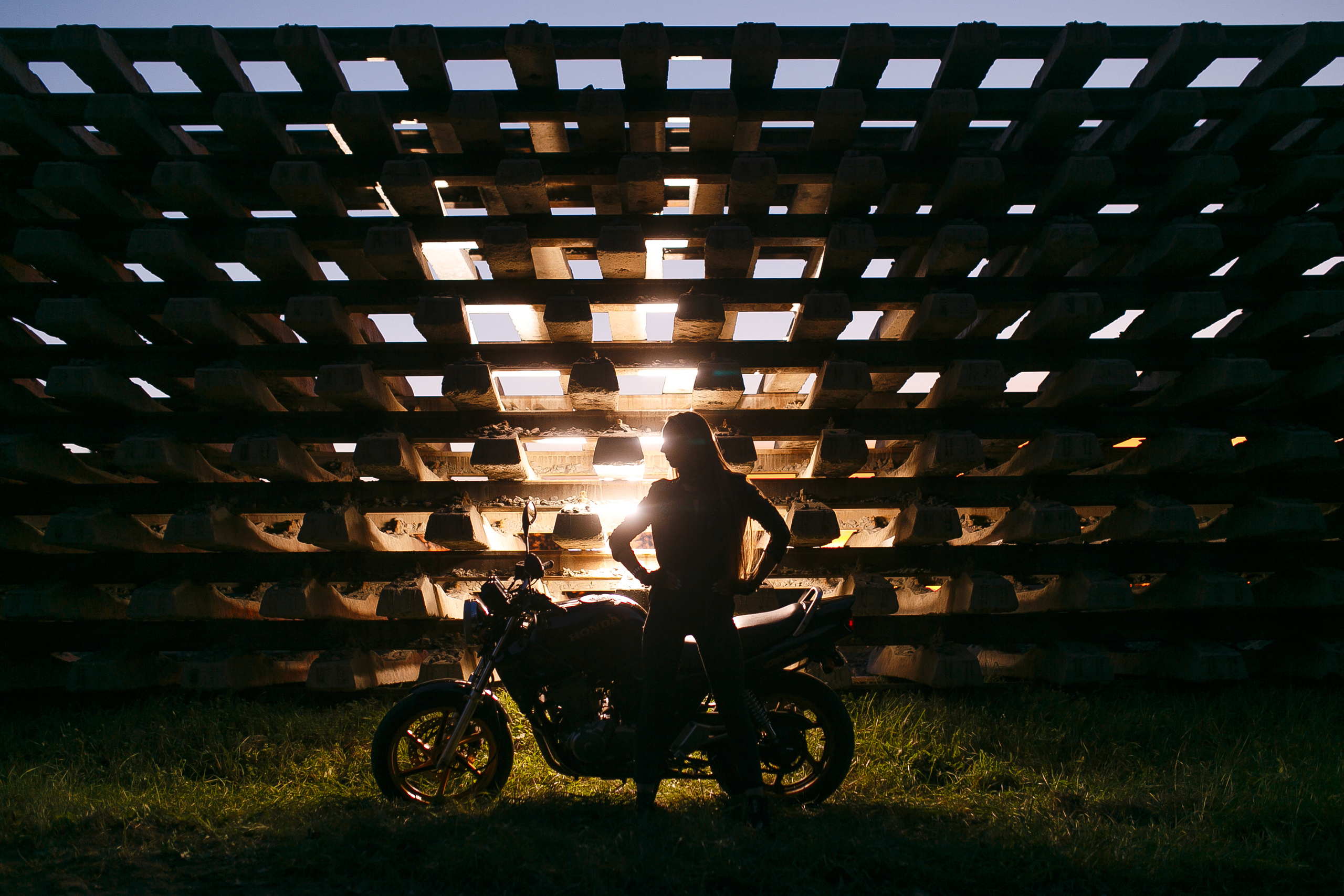 Girl on a black bike