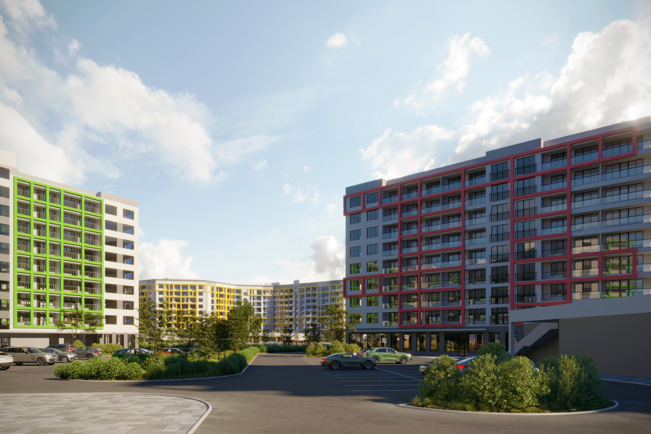 Residential Quarter — 3D Visualization of Architecture and Landscaping. 3D INTERIOR AND ARCHITECTURE VISUALIZATION