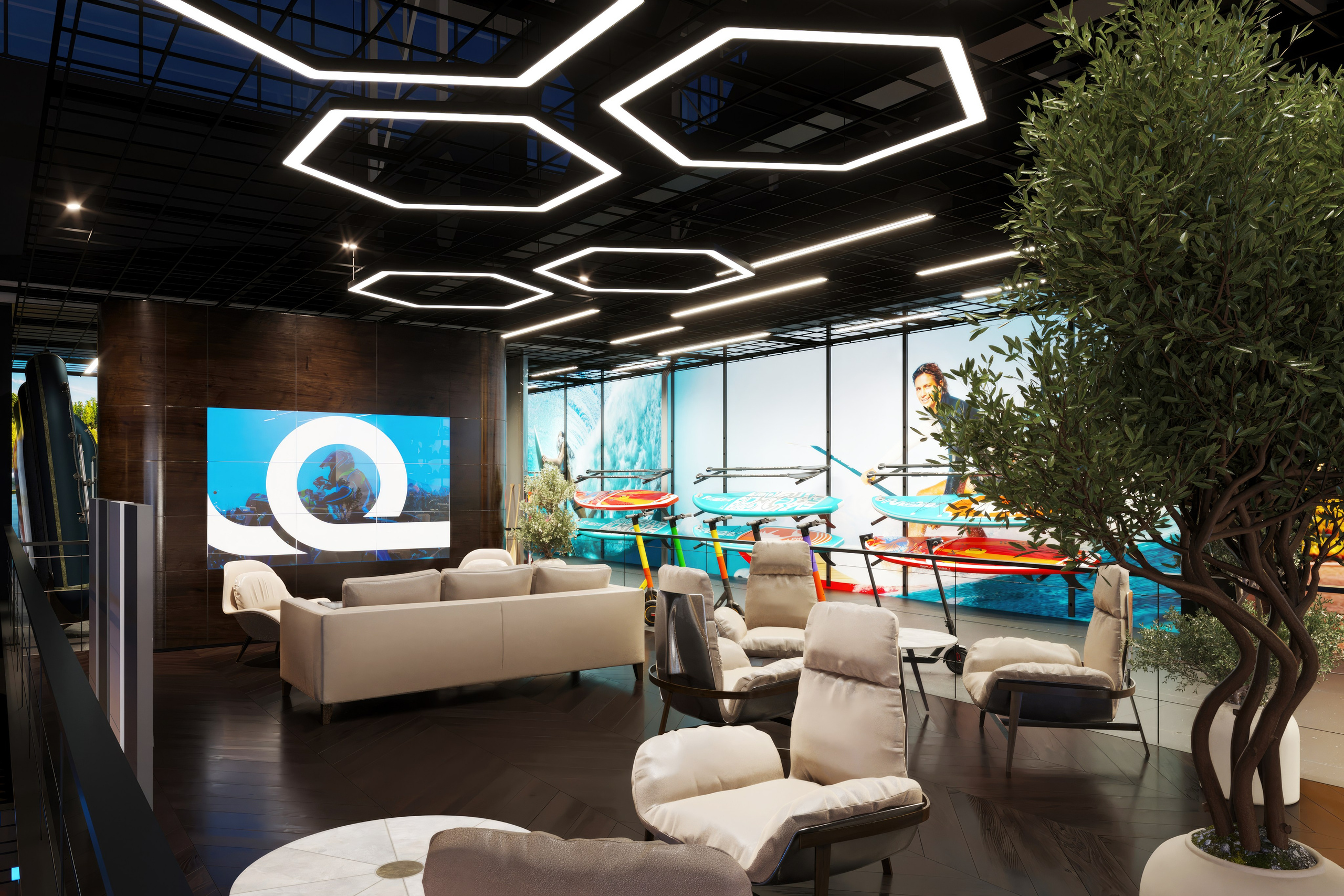 Motorbike Showroom Design Project — Bold and Modern Retail Space. 3D INTERIOR AND ARCHITECTURE VISUALIZATION