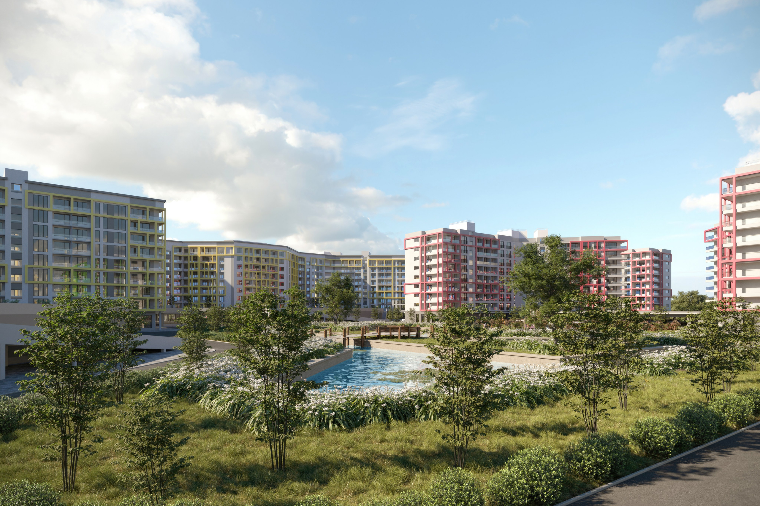 Residential Quarter — 3D Visualization of Architecture and Landscaping. 3D INTERIOR AND ARCHITECTURE VISUALIZATION