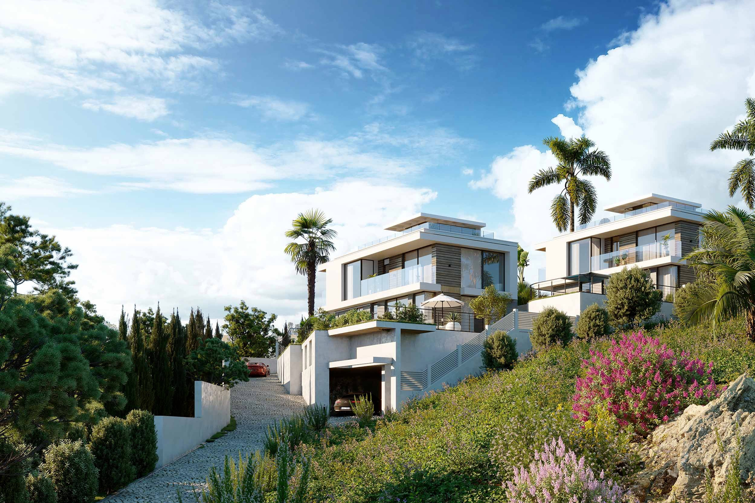 3D визуализация коттеджей в г. Сочи с современным дизайном.