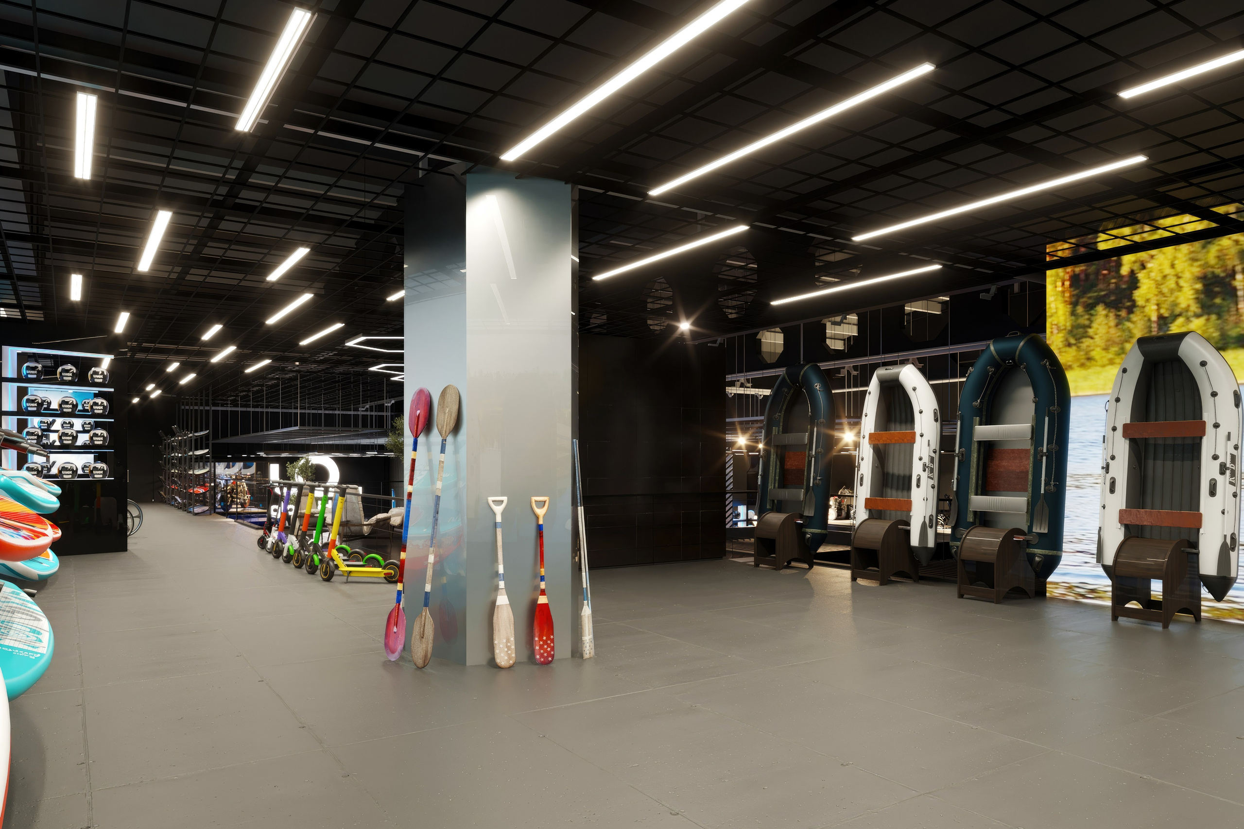 Motorbike Showroom Design Project — Bold and Modern Retail Space. 3D INTERIOR AND ARCHITECTURE VISUALIZATION