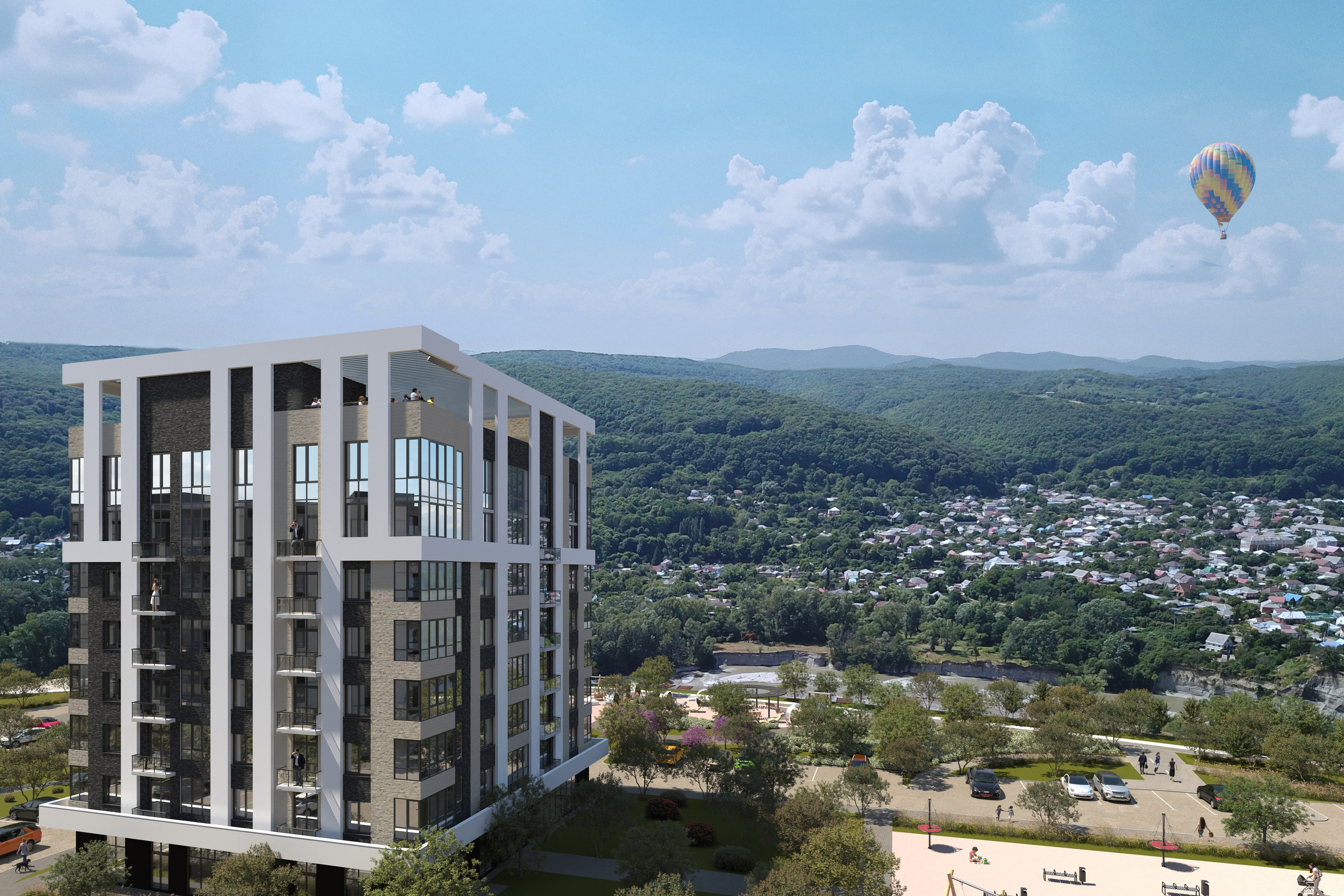 3D визуализация жилого комплекса в Майкопе — архитектурные рендеры и анимация | baxx.pro. 3Д Визуализация Интерьера и Архитектуры