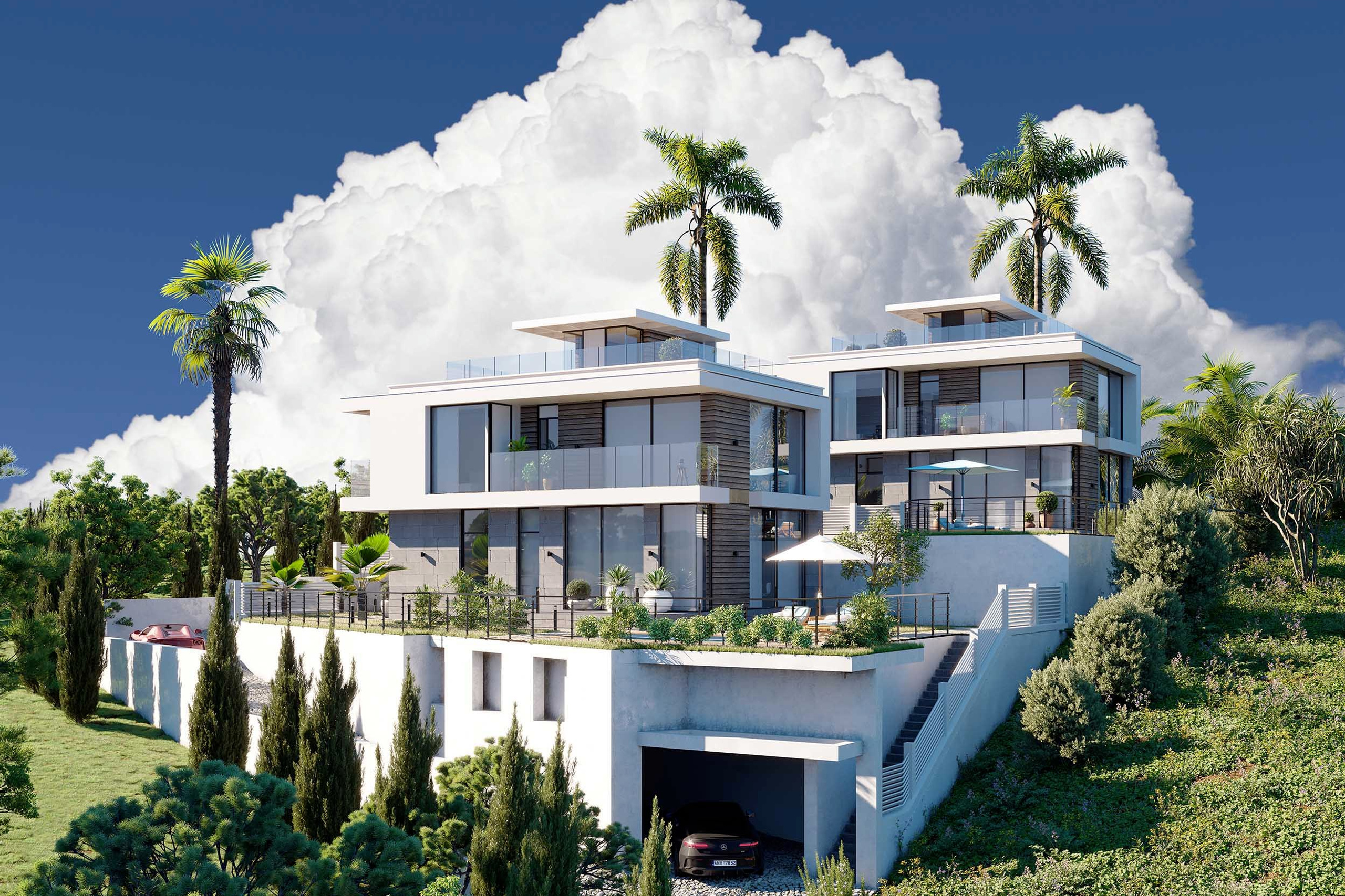 3D визуализация коттеджей в г. Сочи с современным дизайном.