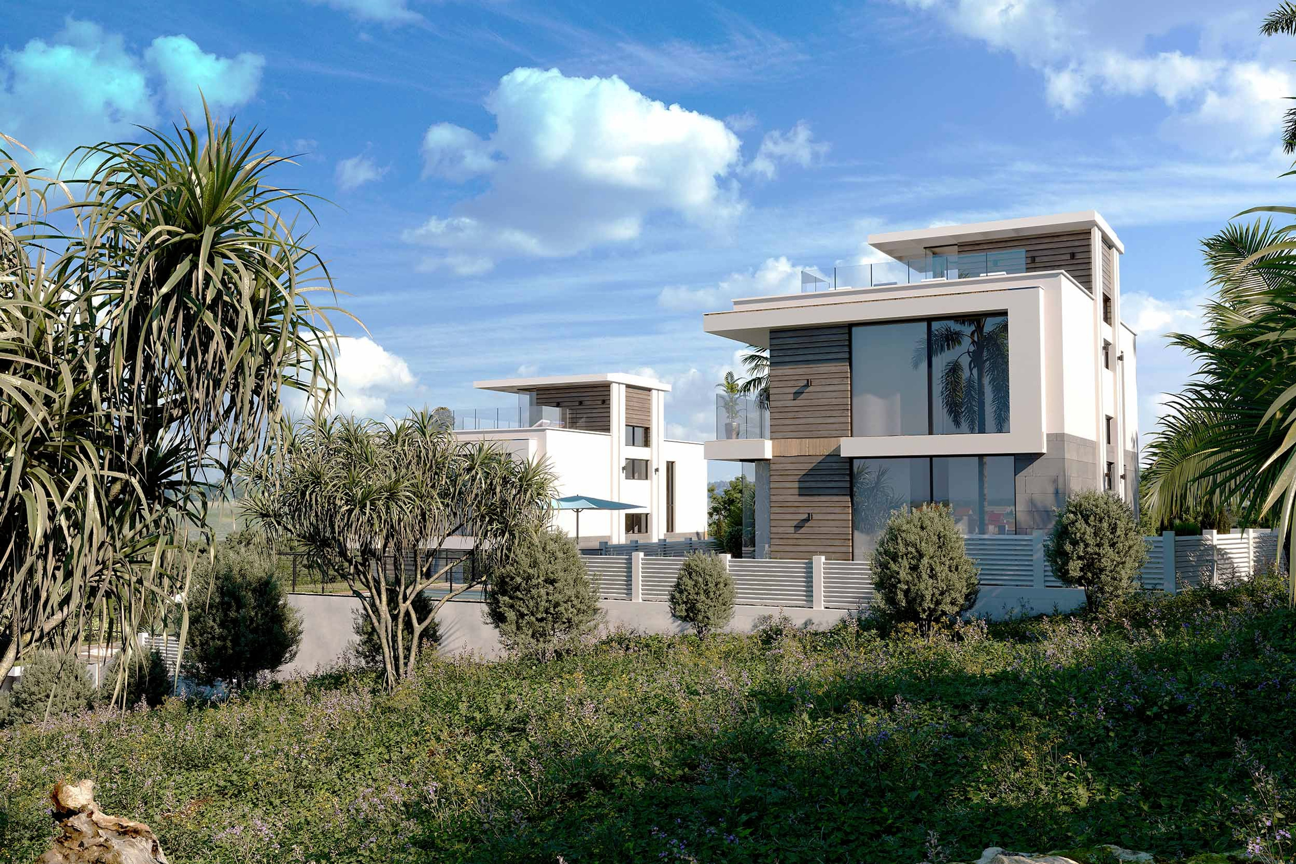 3D визуализация коттеджей в г. Сочи с современным дизайном.