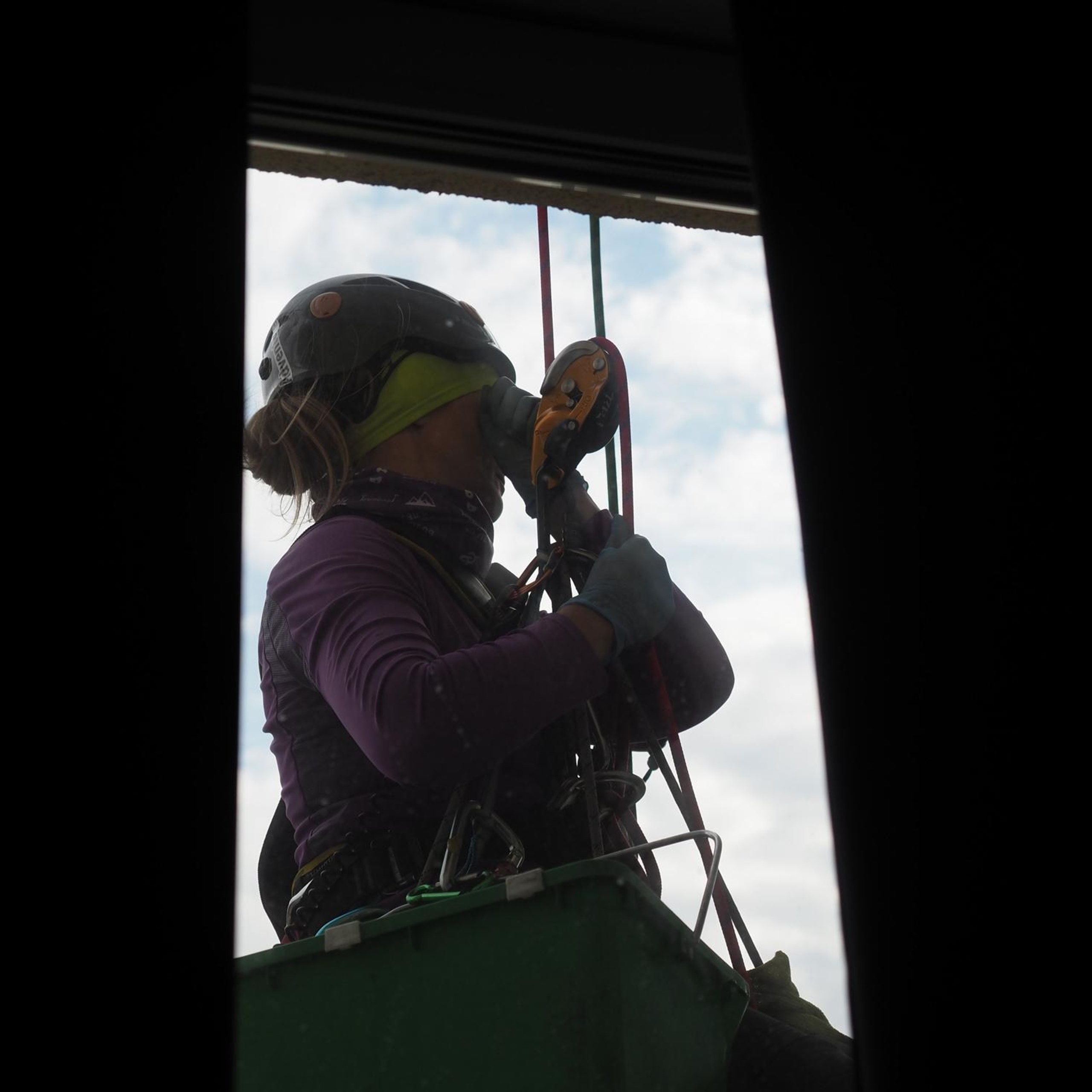 May 27, 2020, Family members, couriers and workers cleaning the facade of the building are the only people who could be seen up close.