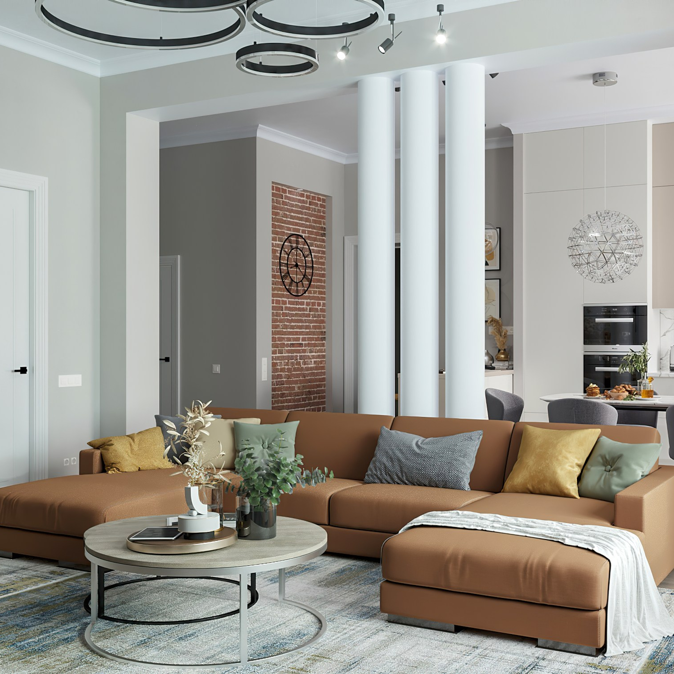 Визуализация кухни гостиной в частном доме. д. Щурово