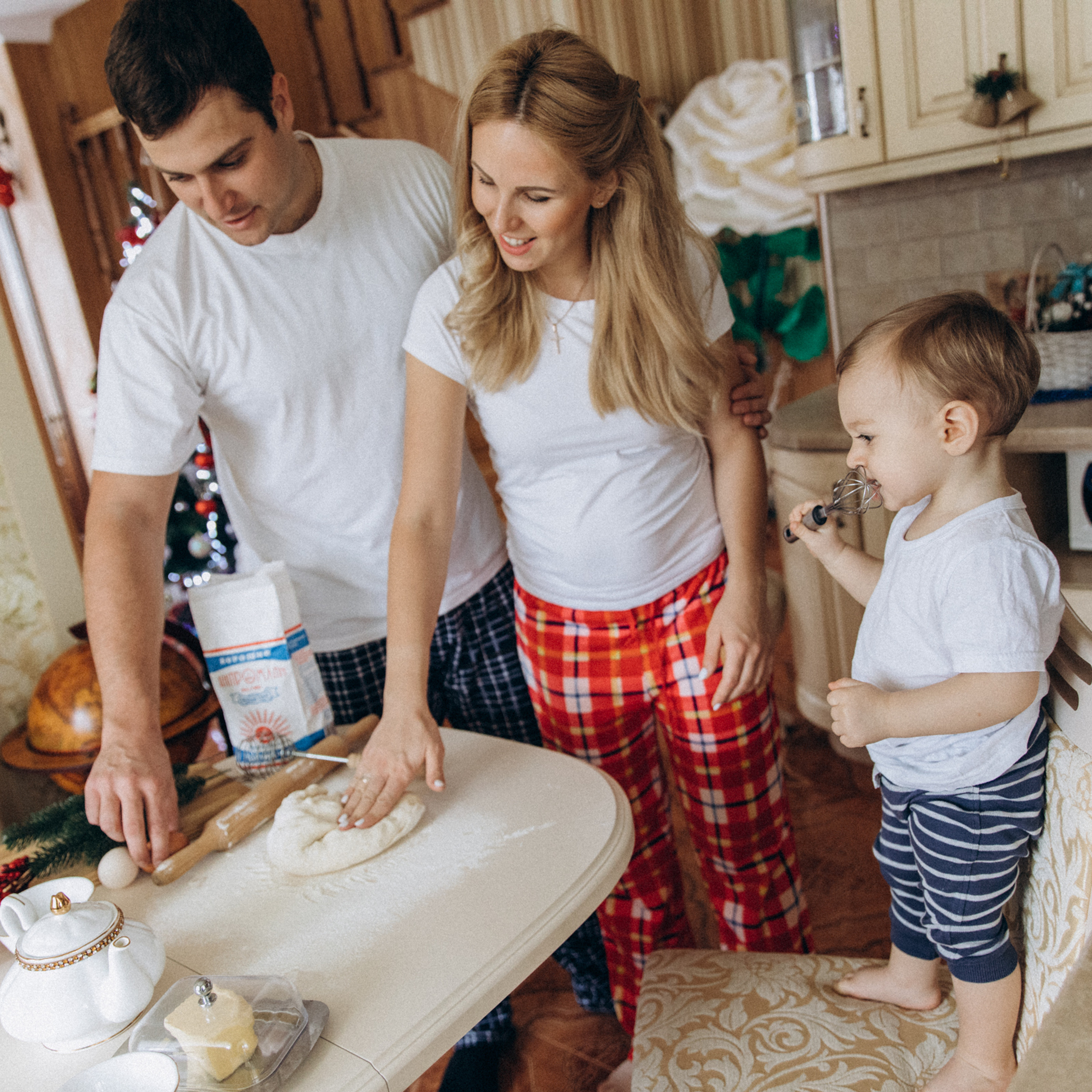 Новый год, Даня, мама Оля, папа Миша