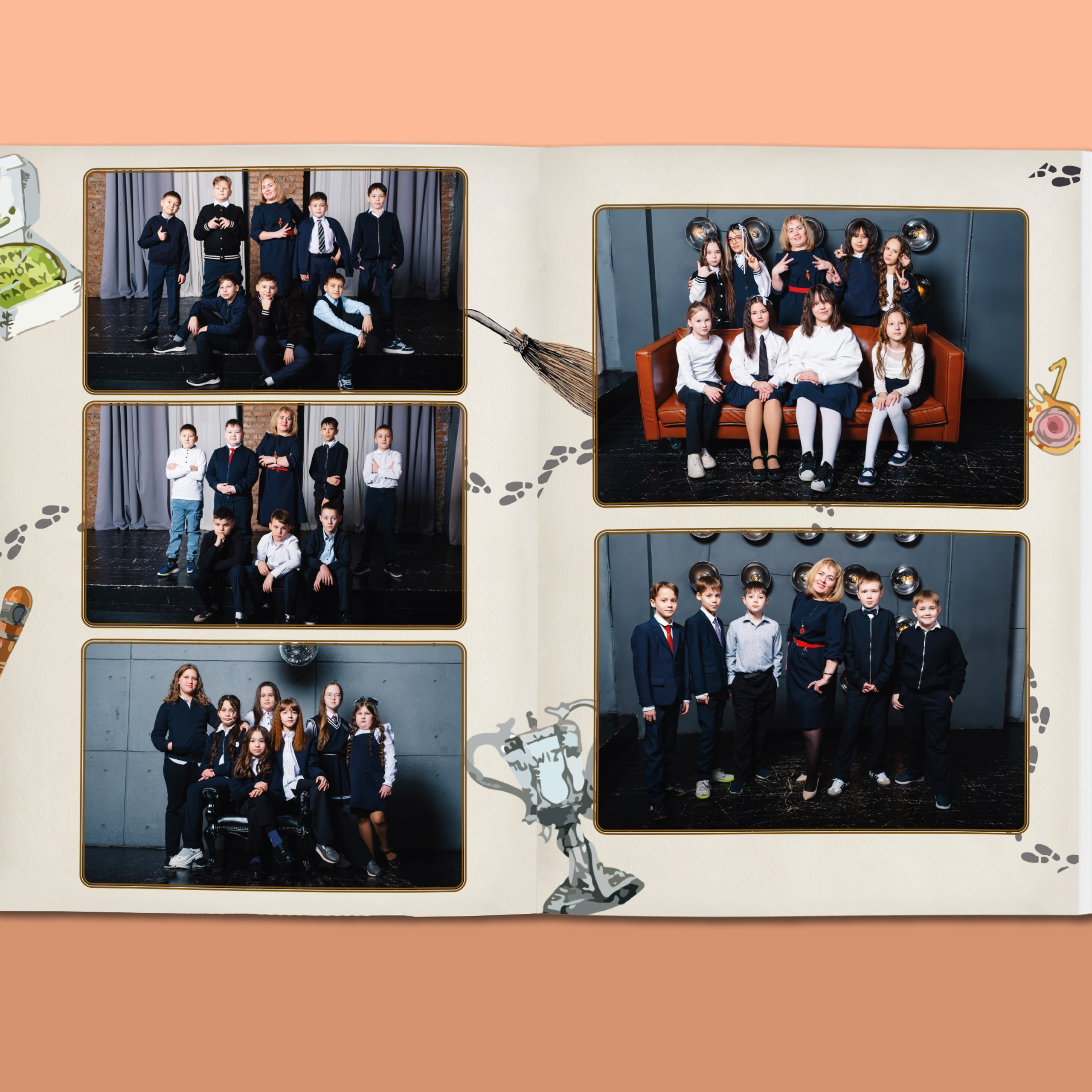 2800 руб. 5 разворотов с индивидуальным «Школа волшебства». Выпускные альбомы «Окейкнига»