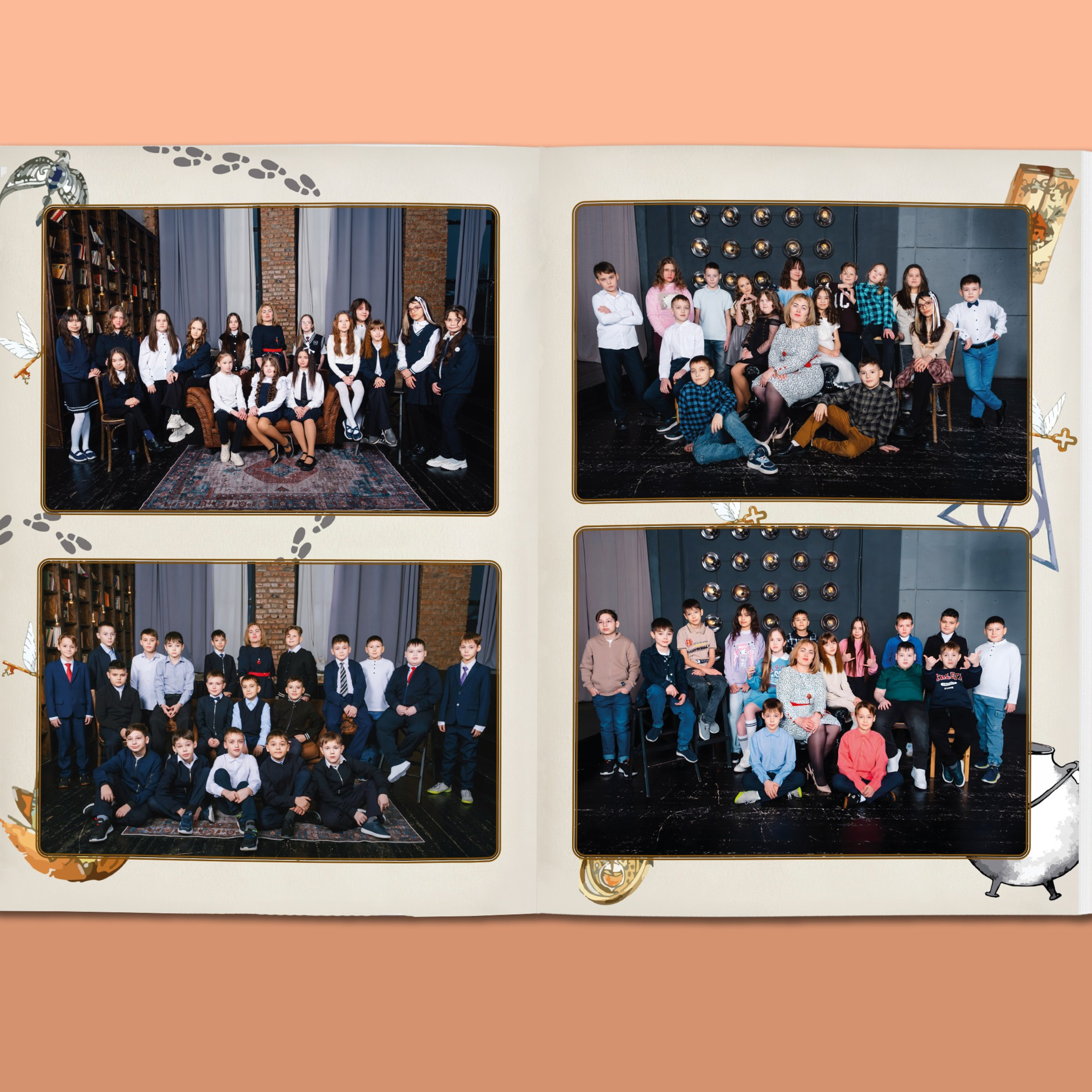 2800 руб. 5 разворотов с индивидуальным «Школа волшебства». Выпускные альбомы «Окейкнига»