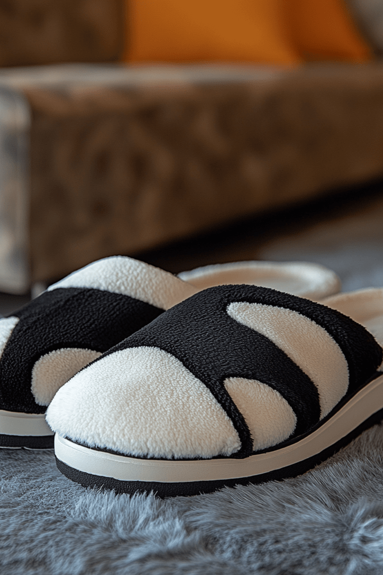 Предметная съемка тапочек с эффектом легкого теневого акцента для создания глубины