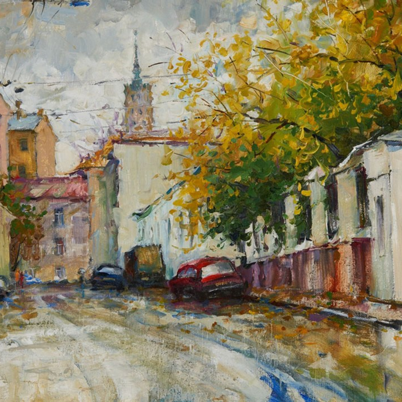 Картина маслом старая Москва, холст масло, городской пейзаж художник Станислав Скобелев