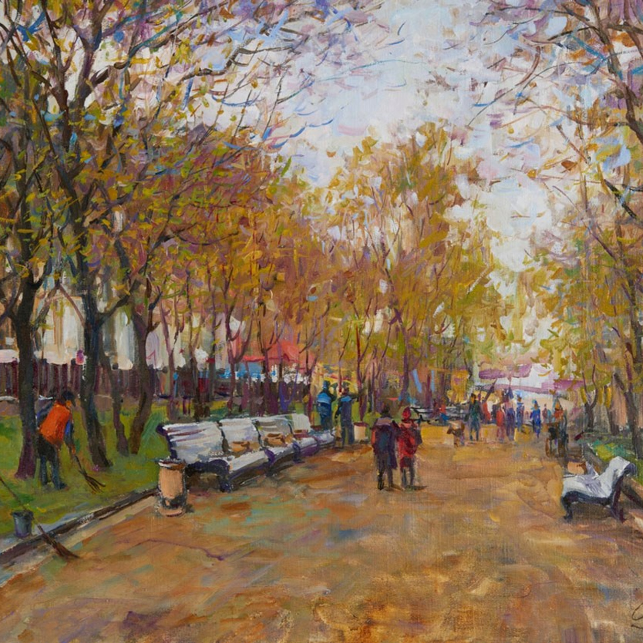 Картина маслом старая Москва, холст масло, городской пейзаж художник Станислав Скобелев