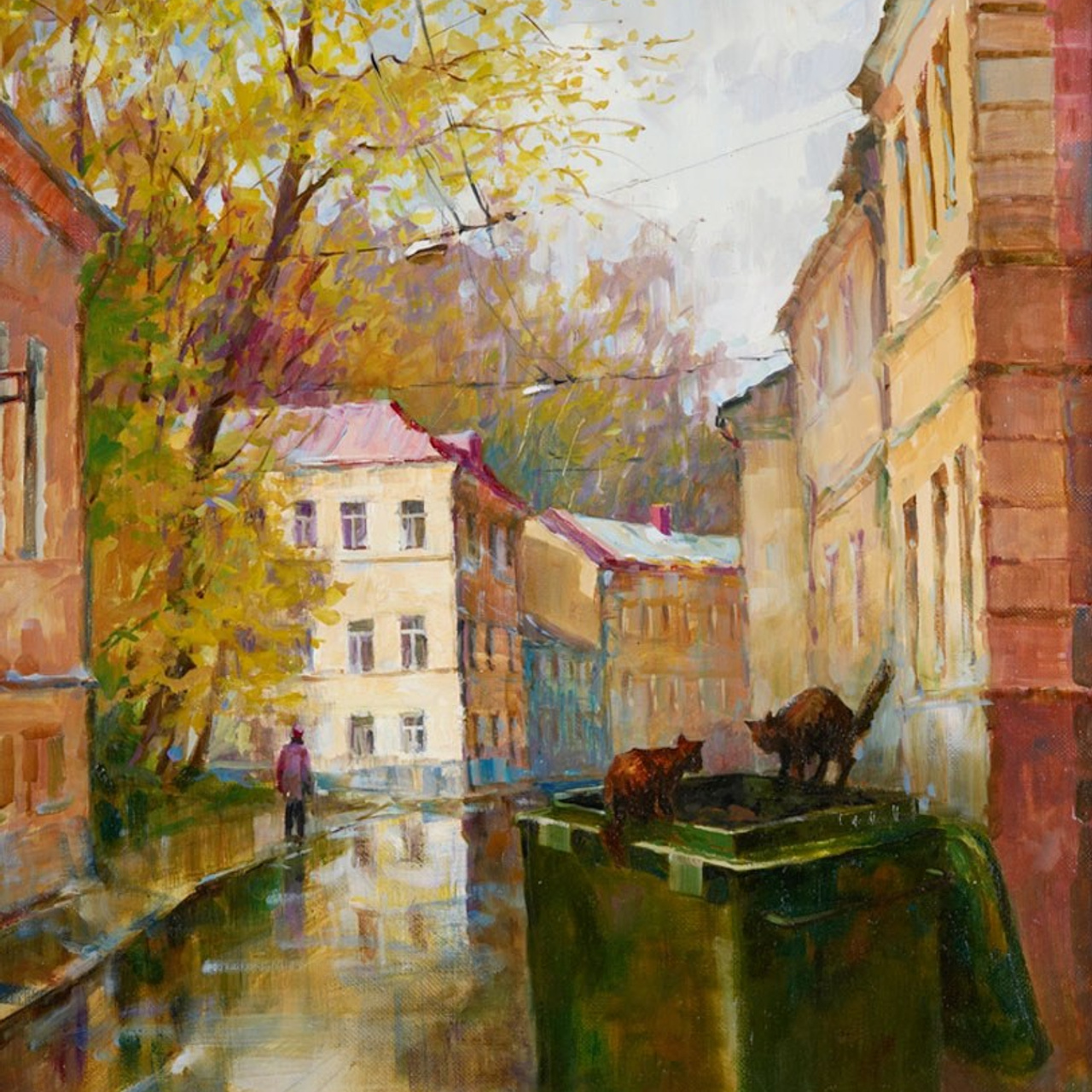 Картина маслом старая Москва, холст масло, городской пейзаж художник Станислав Скобелев