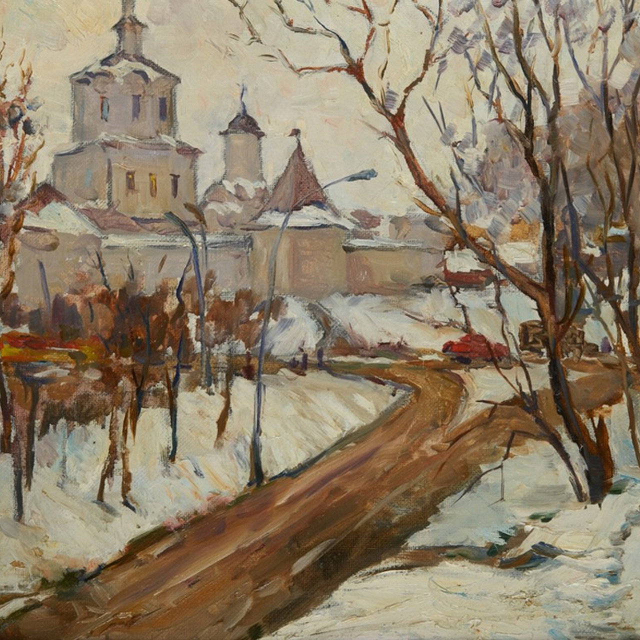 Картина маслом старая Москва, холст масло, городской пейзаж художник Станислав Скобелев