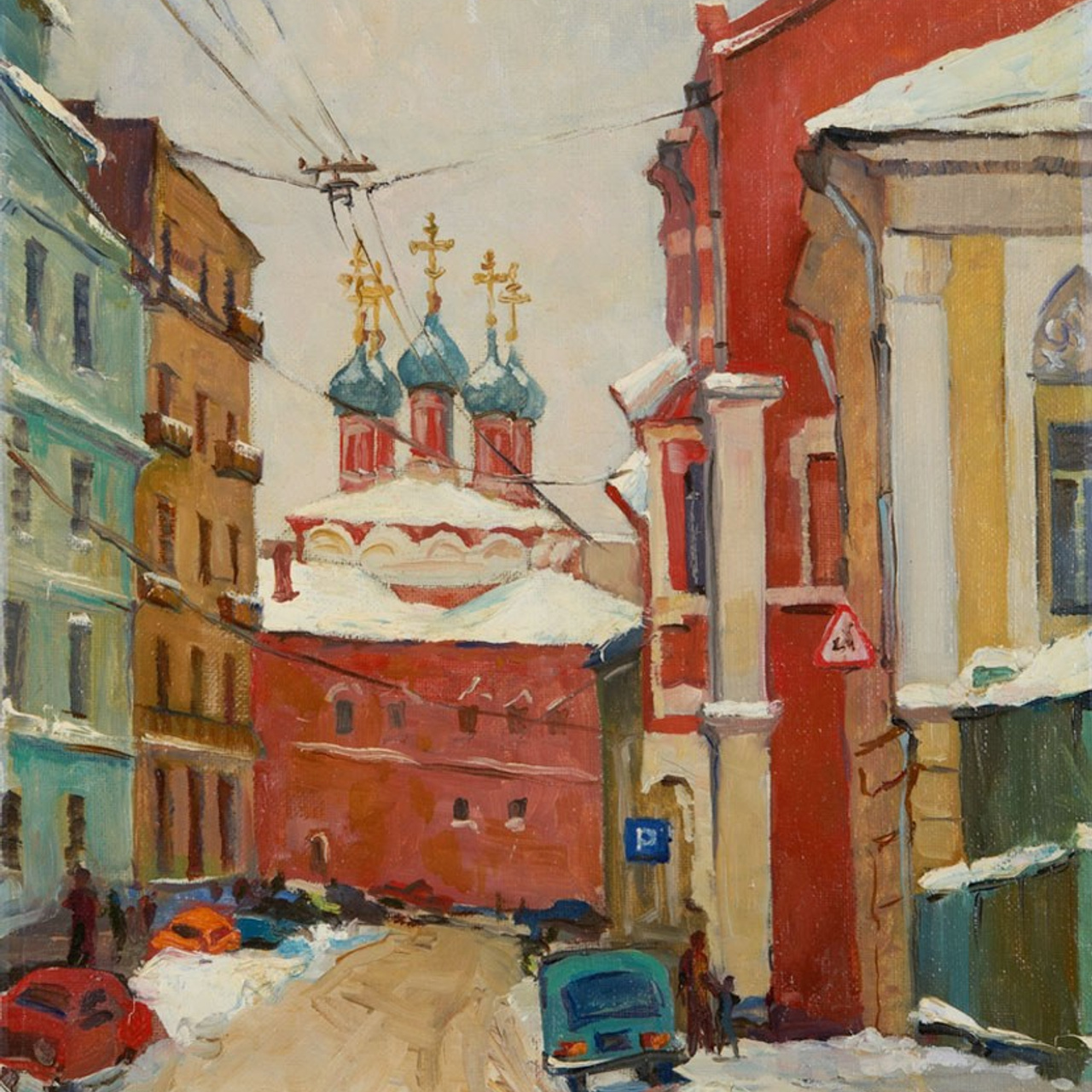 Картина маслом старая Москва, холст масло, городской пейзаж художник Станислав Скобелев