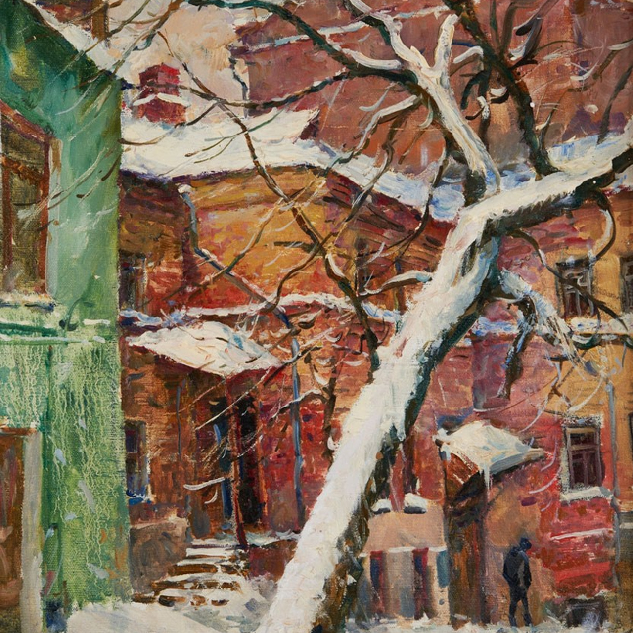 Картина маслом старая Москва, холст масло, городской пейзаж художник Станислав Скобелев