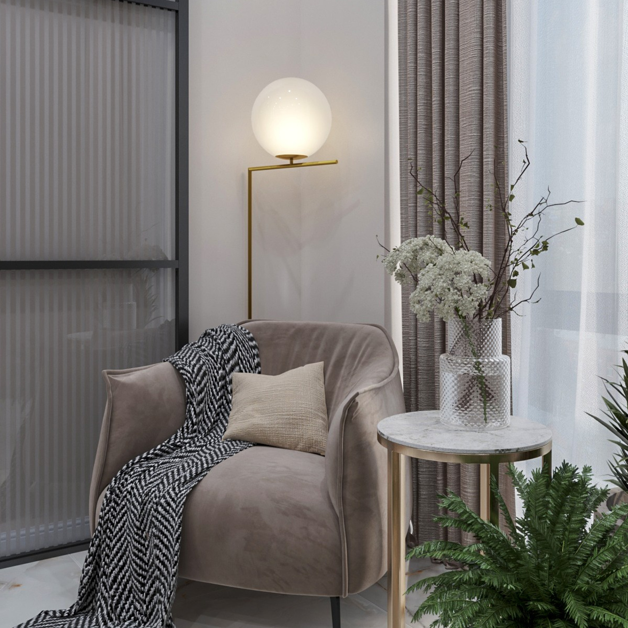 Визуализация интерьера в стиле современная классика. ЖК I LOVE 1