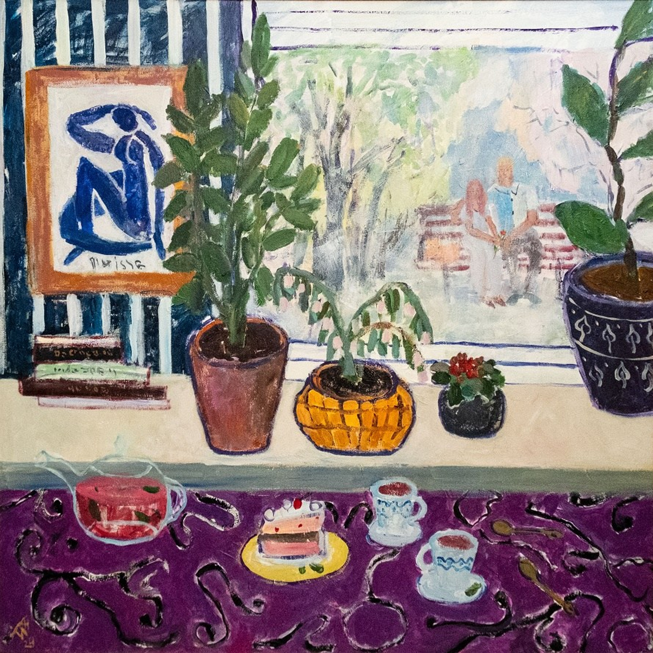 Чай с малиной и мятой. Холст, акрил, 80х80, 2024. 15 000 рублей