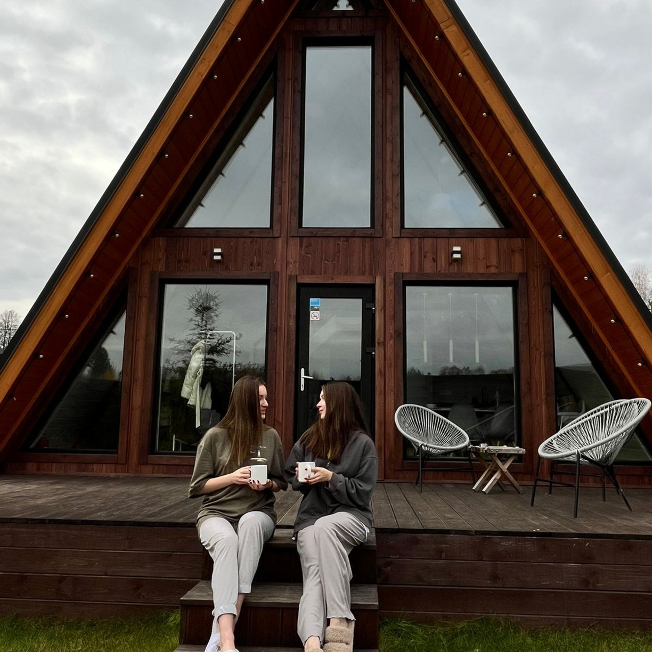 Коттедж А-фрейм с баней и уличным чаном в Подмосковье - в аренду для отдыха