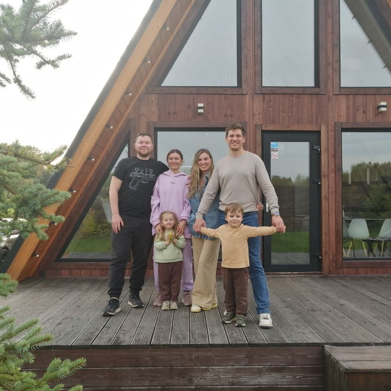 Аренда дома с чаном баней на Новый год - Загородный домик на 6 человек. Коттедж А-фрейм с баней и уличным чаном в Подмосковье - в аренду для отдыха