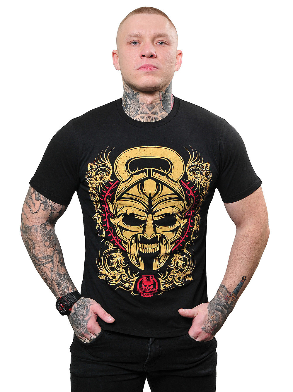 Чёрная мужская футболка для спортсменов