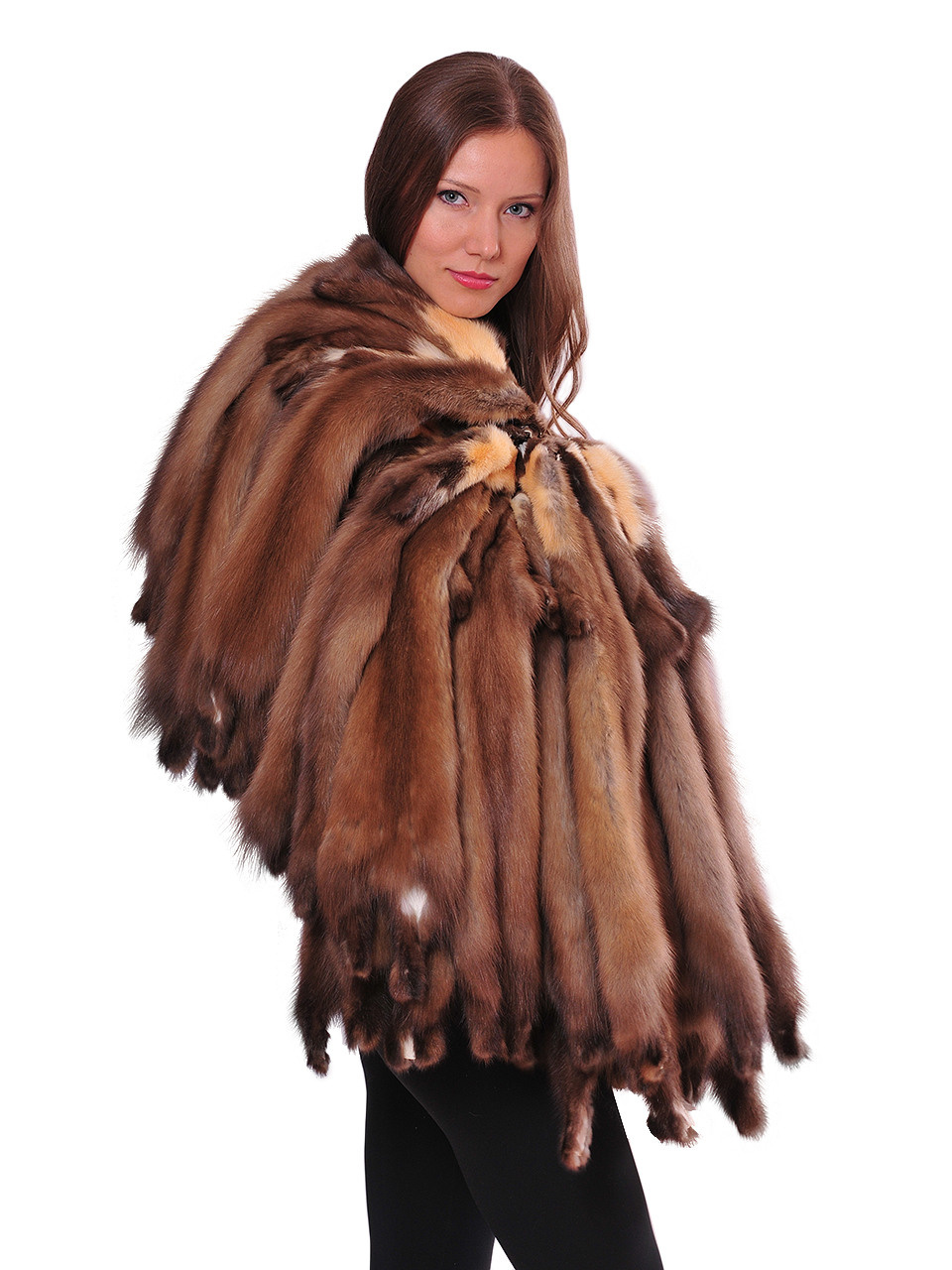 Меховые изделия на белом фоне.