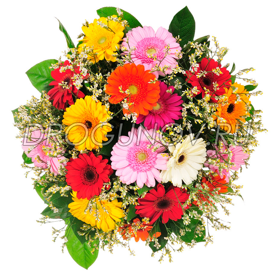 ракурс сверху букета с желтыми, оранжевыми цветами