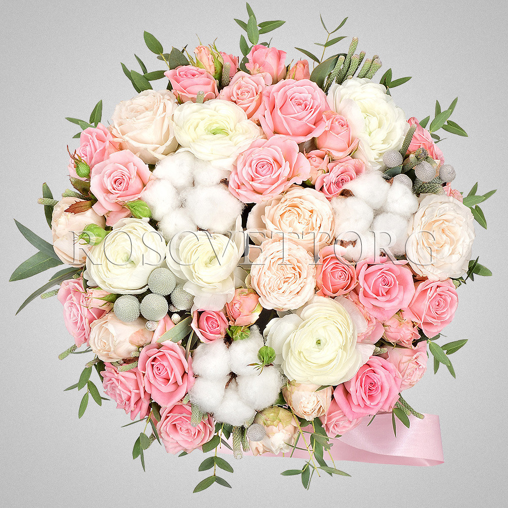 букет ракуср сверху на белом фоне