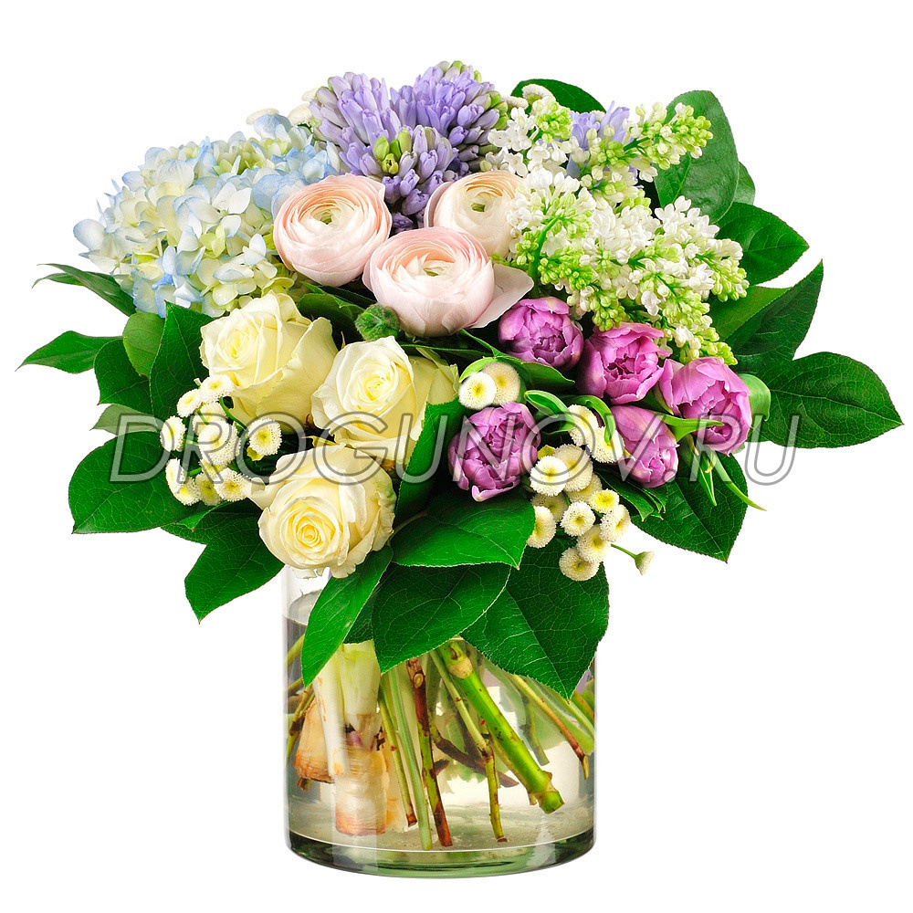 съемка букетов в стеклянной вазе