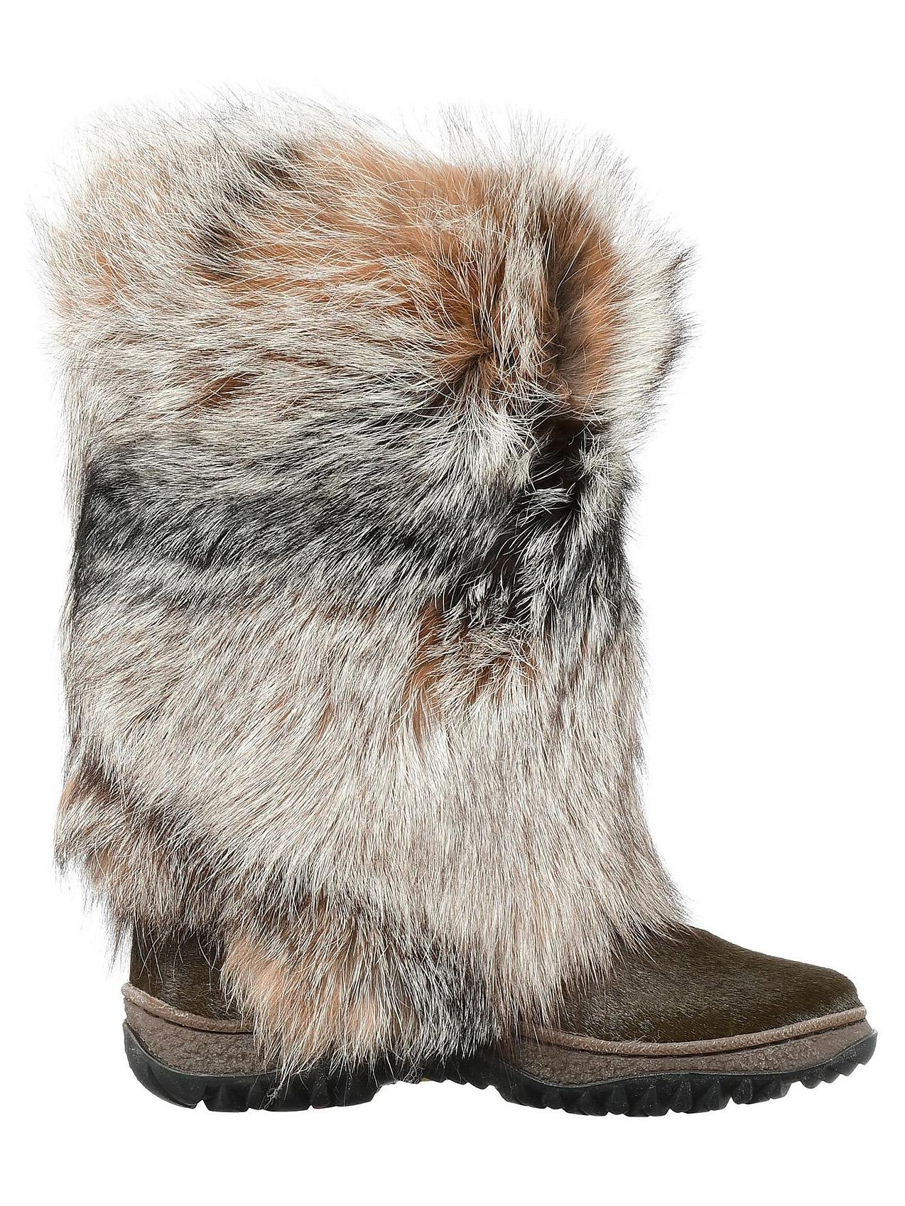 Съемка меховой обуви на белом фоне