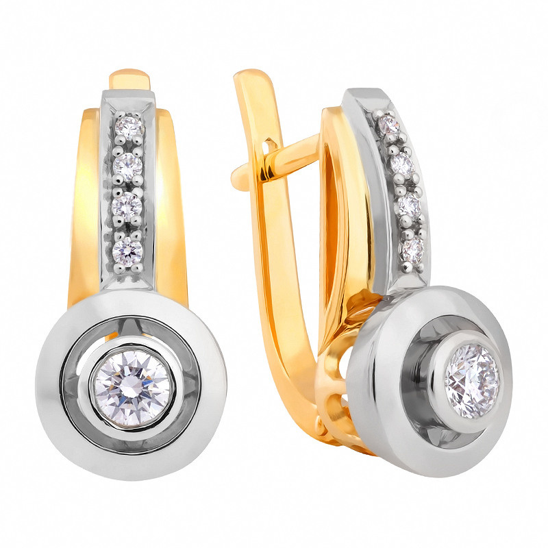 серьги белое и желтое золото