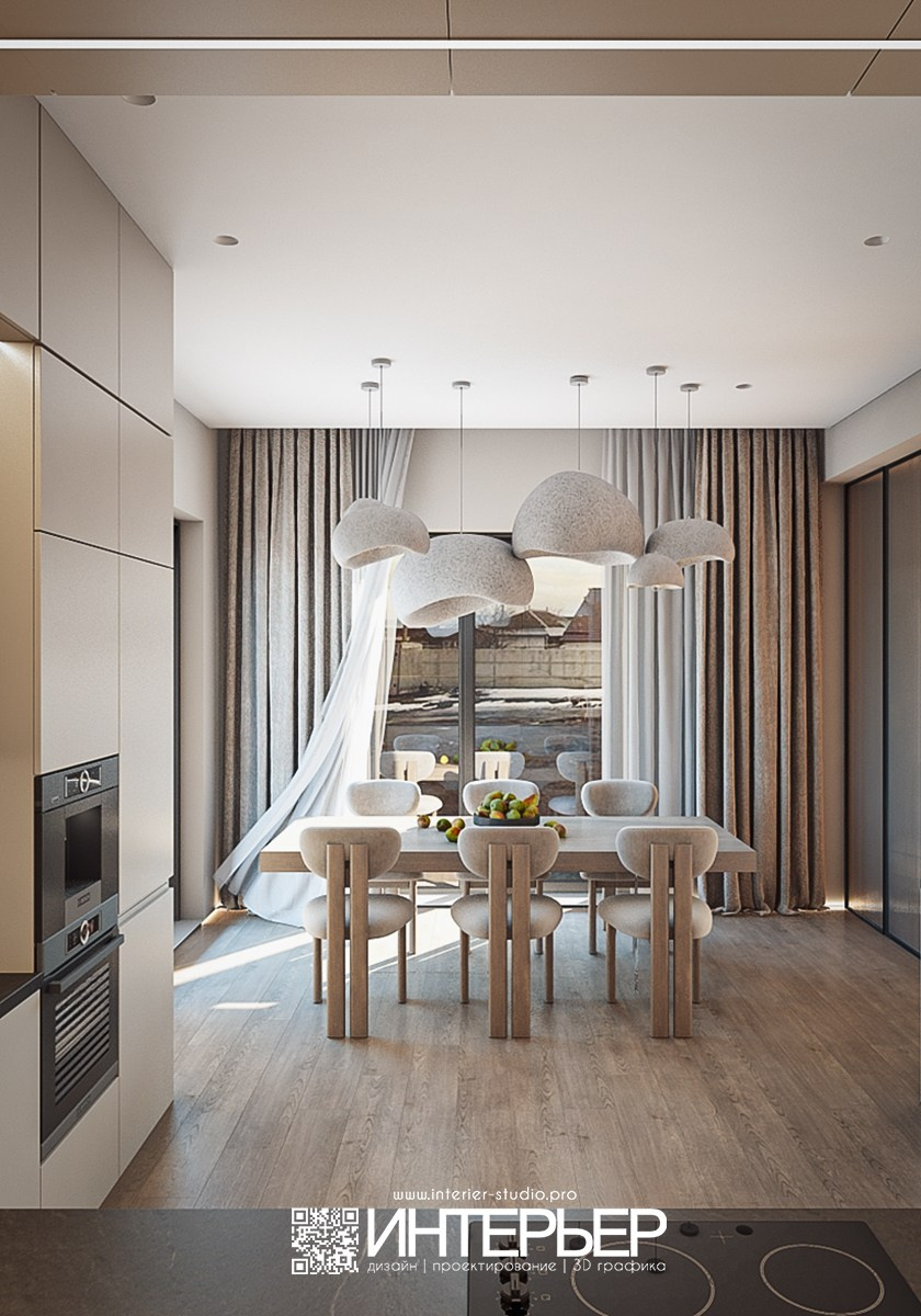 Гостиная, Кухня в доме ст. Суворовская. Дизайн интерьера, 3D визуализация и 3D моделирование. Создание проектов и чертежей. КМВ: Кисловодск, Пятигорск, Ессентуки и удаленно