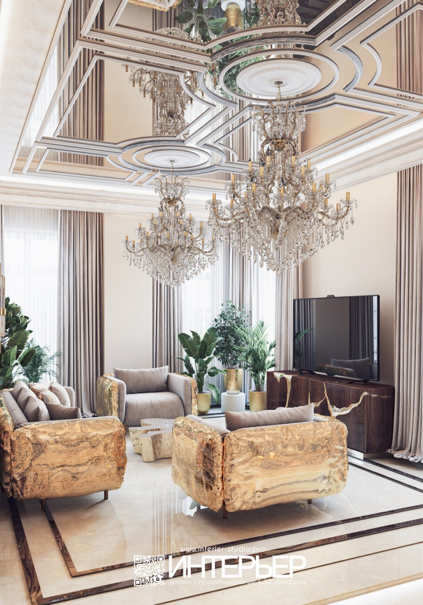 Дом Милорадово. Гостиная и веранда. Дизайн интерьера, 3D визуализация и 3D моделирование. Создание проектов и чертежей. КМВ: Кисловодск, Пятигорск, Ессентуки и удаленно