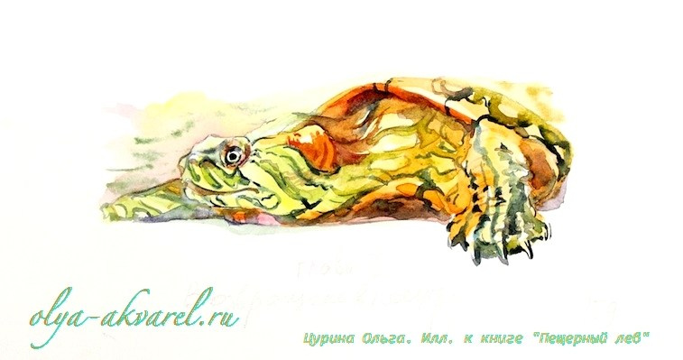 Иллюстрация Ольги Цуриной к книге Пещерный лев." Черепаха