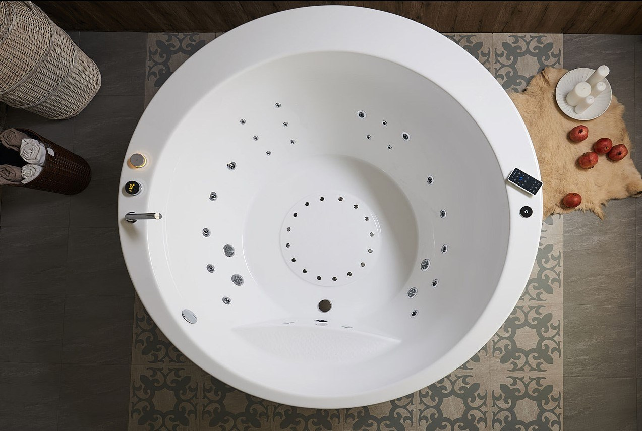 круглая гидромассажная ванна с форсунками премиум-класса вид сверху