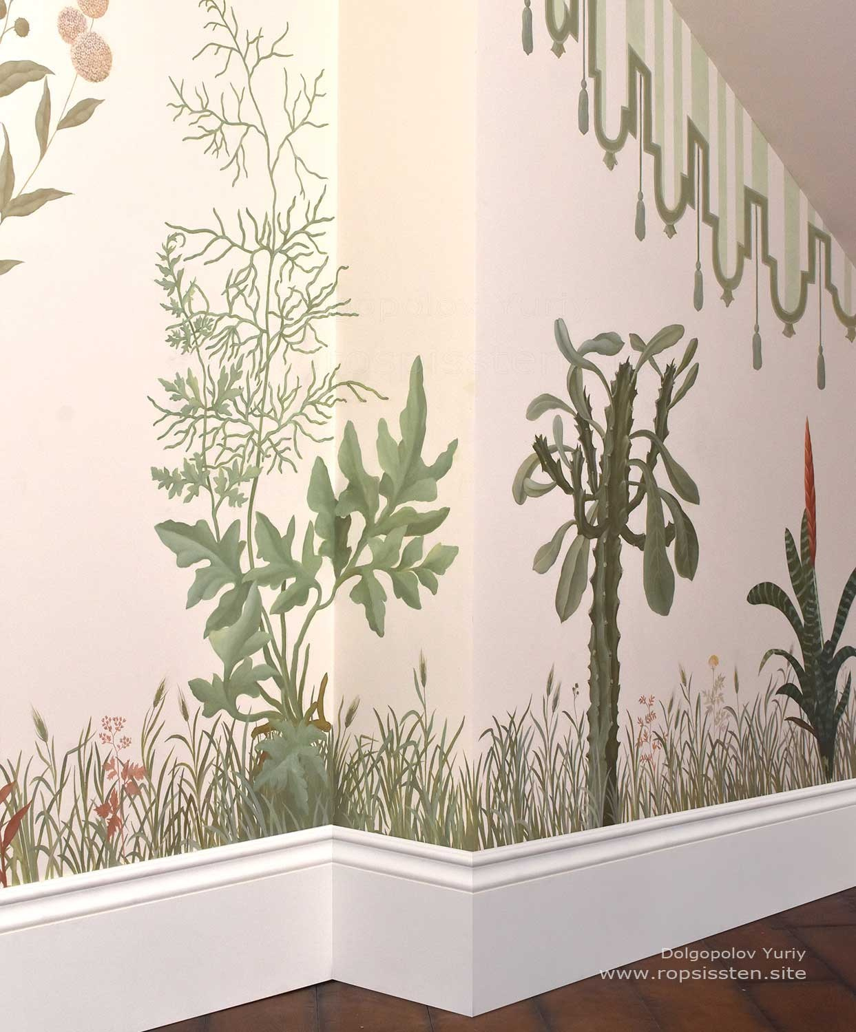 роспись стен папоротник