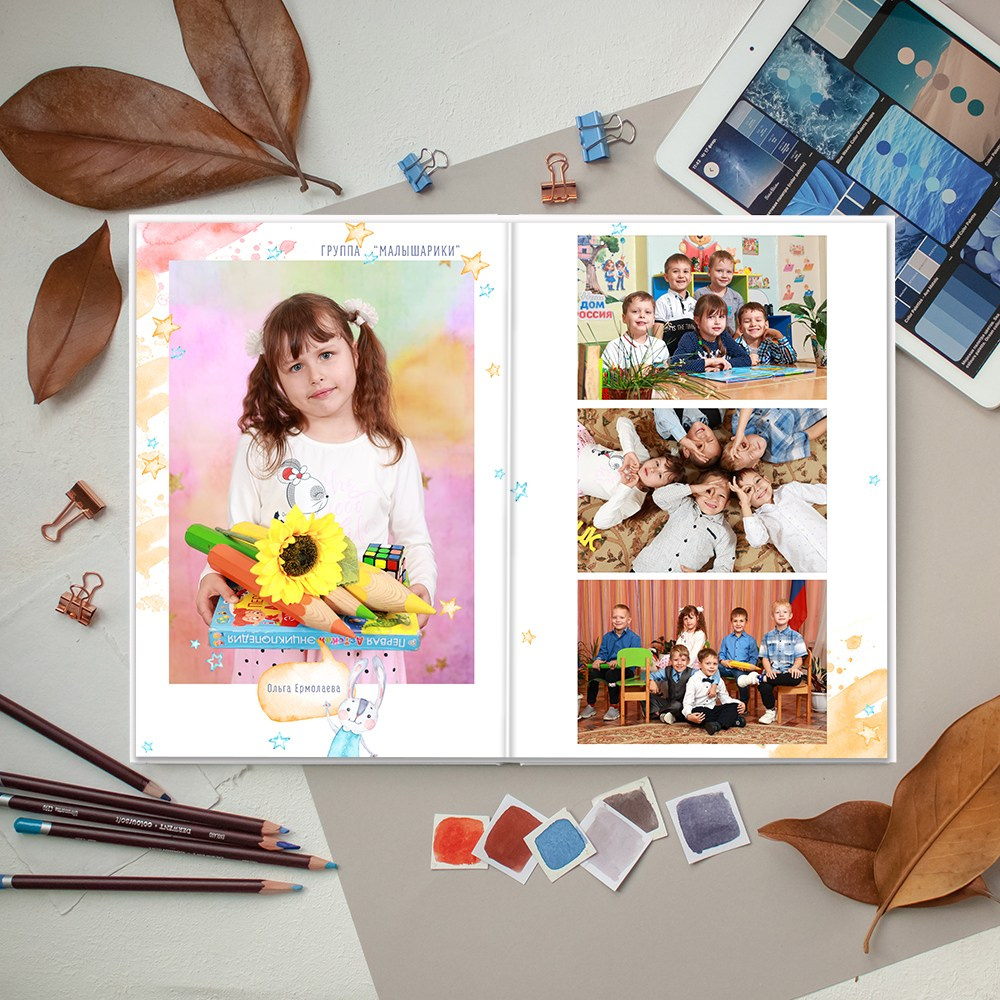 Выпускные альбомы в детский сад 2 разворота лайт+ заказать Иваново Ярославле Костроме Владимире. Выпускные альбомы в Иваново в детский сад и школу. Александр и Светлана Янкины