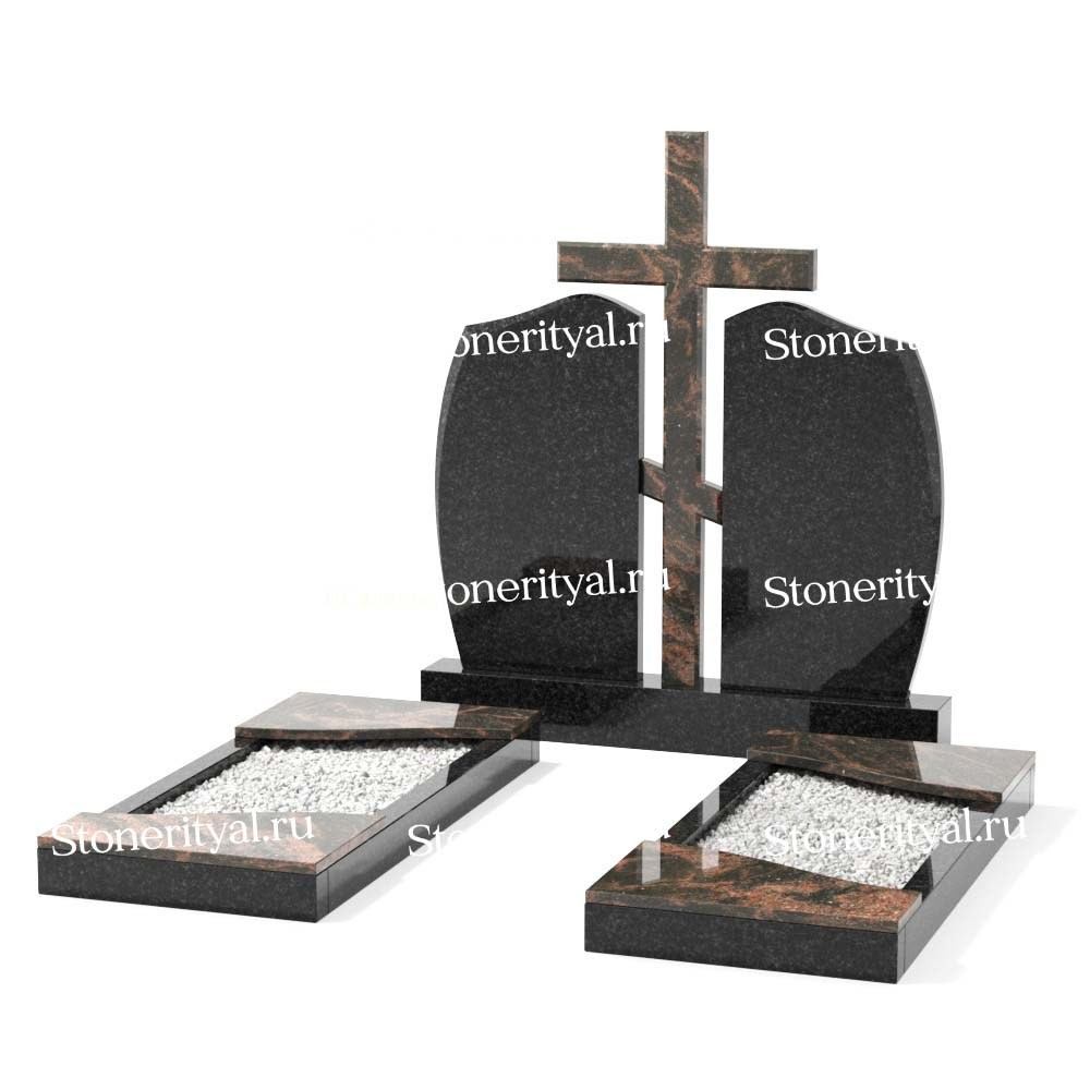 Комбинированные памятники на двоих. Изготовление и установка памятников в Москве и МО