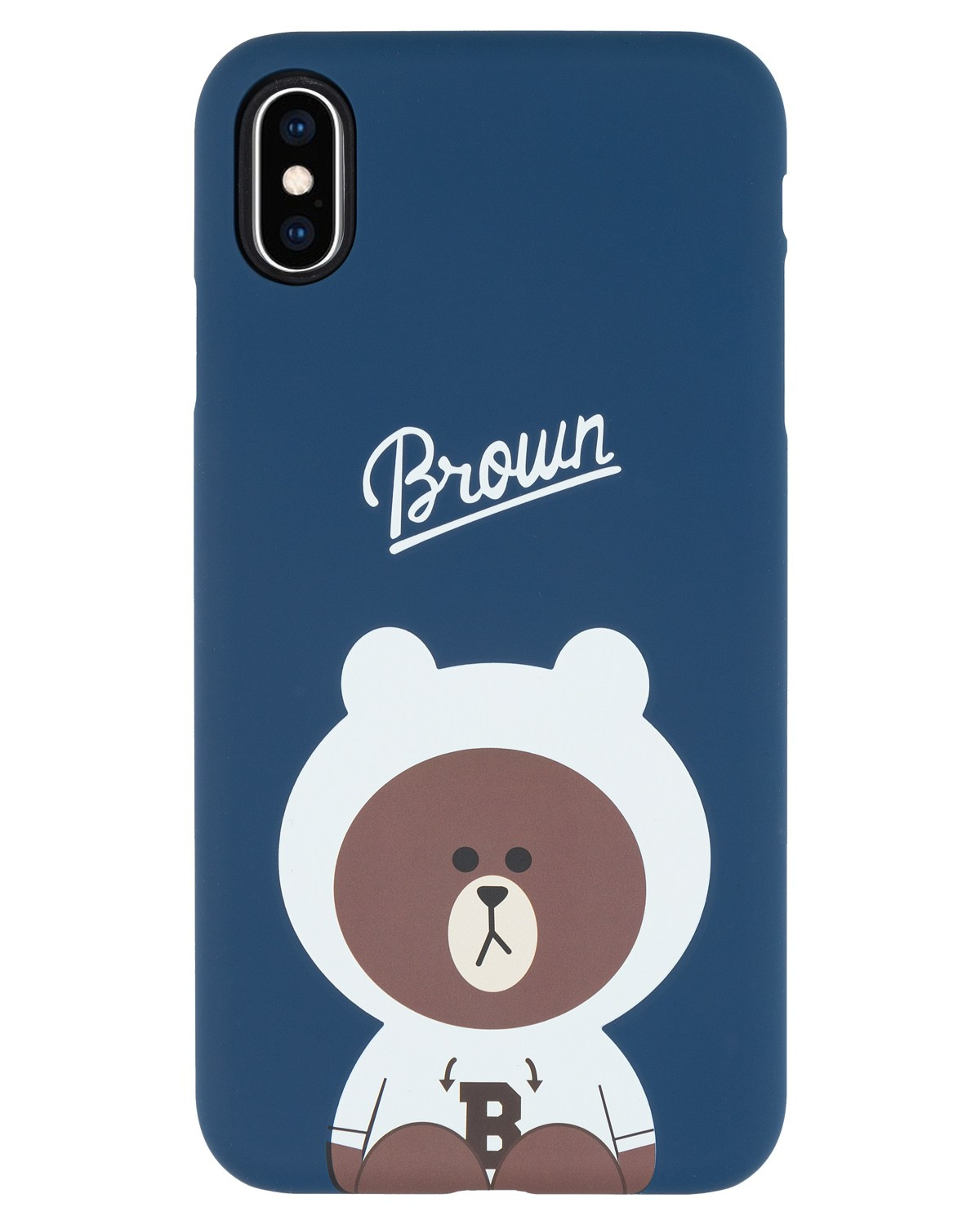 Чехол для смартфона синий изображен мишка на белом фоне