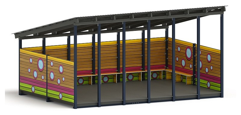 Теневой навес (Лукоморье) - МФ 71.6.4-15 Габариты (ШхДхВ): 6000х4080х3300 мм Зона безопасности, мм: 9000х7080