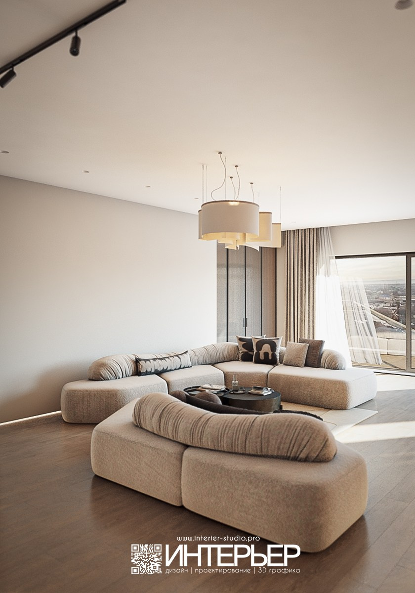 Гостиная, Кухня в доме ст. Суворовская. Дизайн интерьера, 3D визуализация и 3D моделирование. Создание проектов и чертежей. КМВ: Кисловодск, Пятигорск, Ессентуки и удаленно