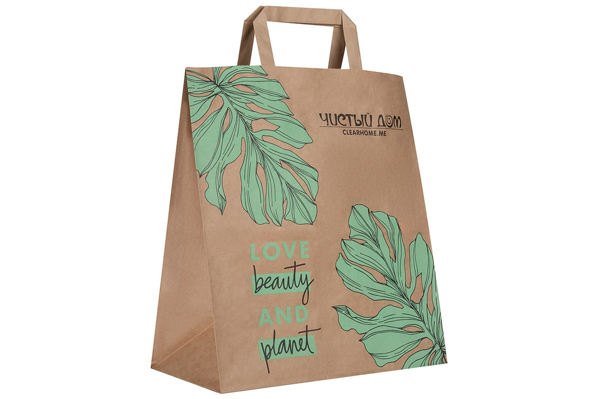 Пакет крафтовый с рисунком на белом фоне