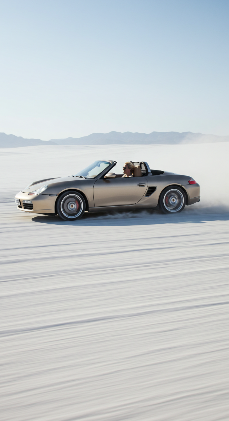 Белый порше в пустыне